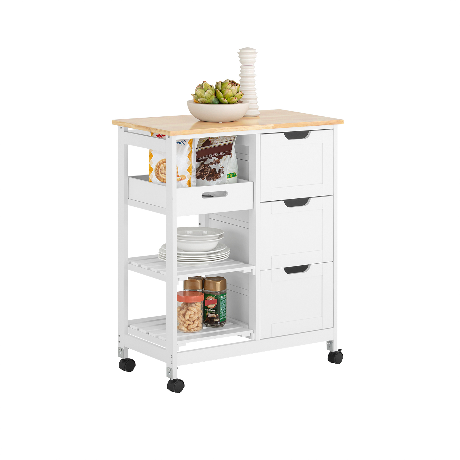 Kitchen Storage Serving Trolley Cart With Wine Shelf- SoBuy ...