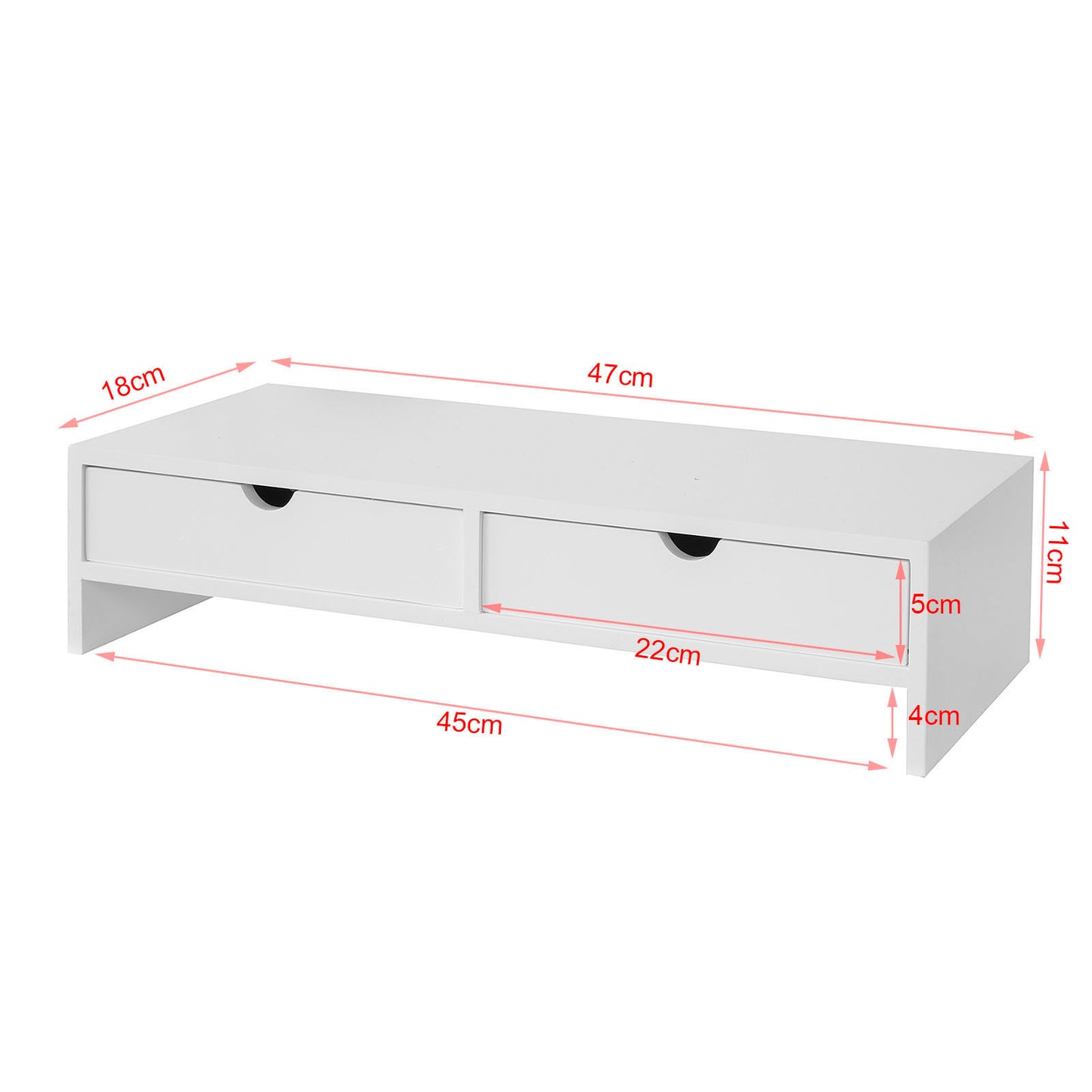 SoBuy Monitor Stand, Monitor Riser, Desk Organiser with Drawers White