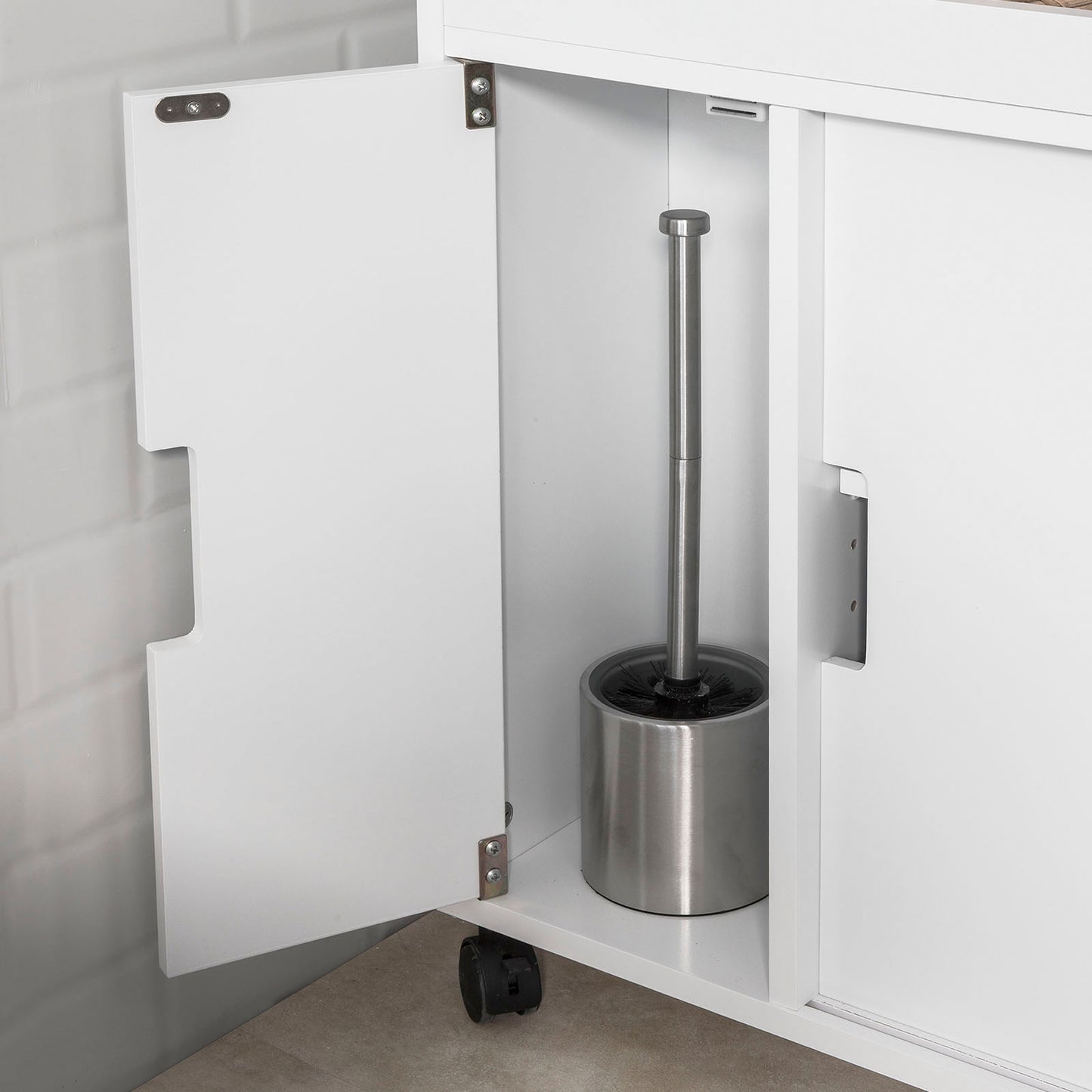 SoBuy Bathroom Toilet Paper Roll Holder, Bathroom Storage Cabinet Cupboard on Wheels