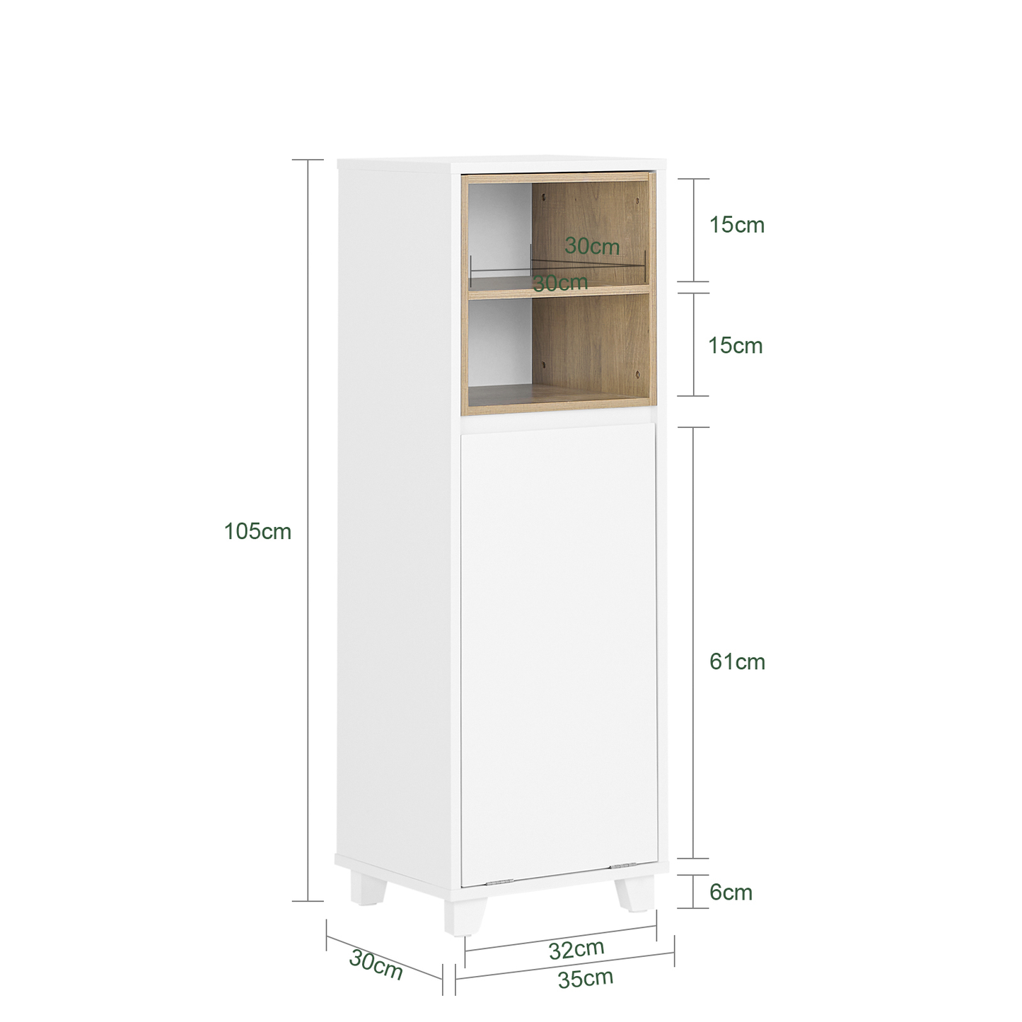 SoBuy 2 Shelves Bathroom Cabinet Cupboard Bathroom Storage Cabinet with Laundry Basket