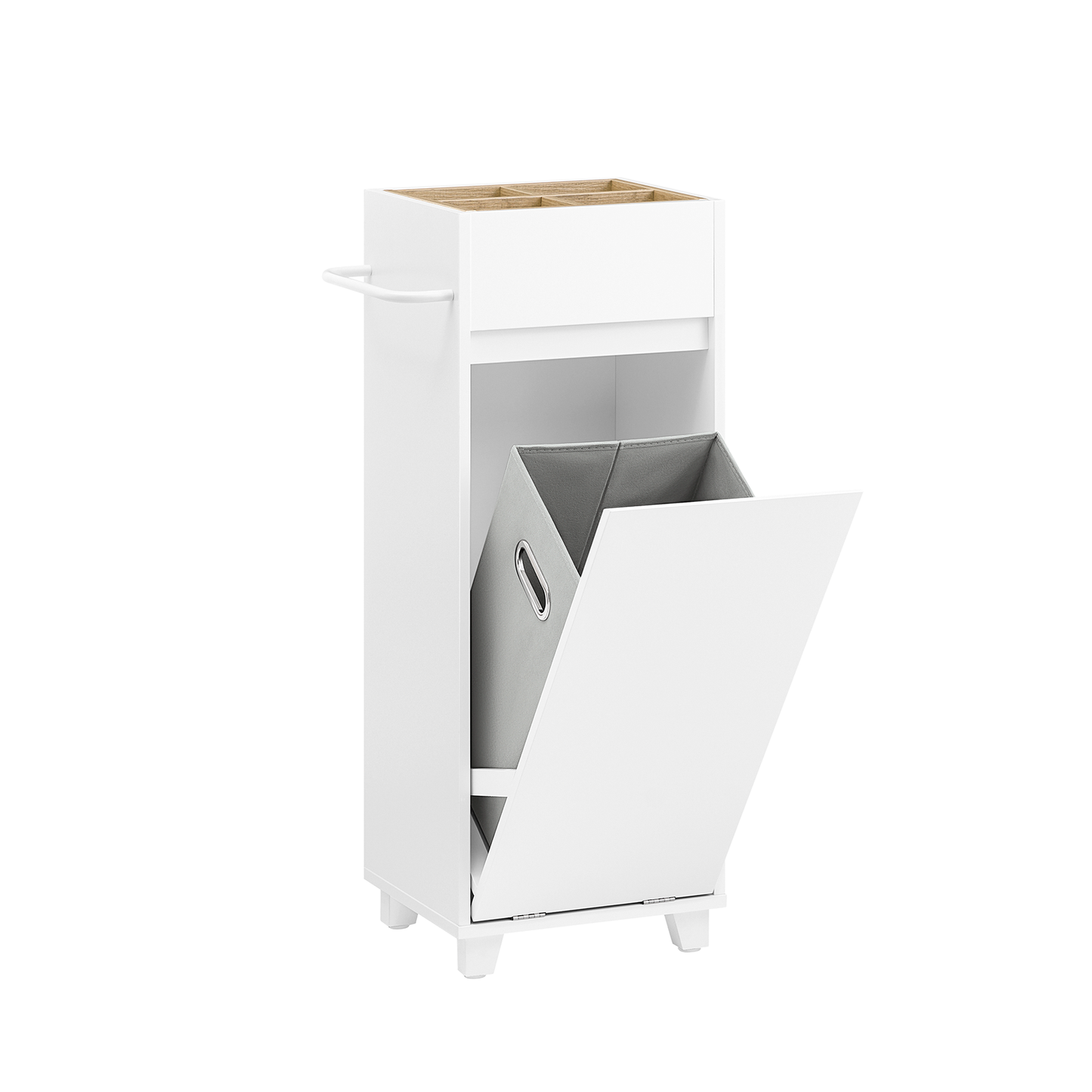 SoBuy White Laundry Cabinet with Basket, Tilt-Out Laundry Hamper, Bathroom Storage Cabinet