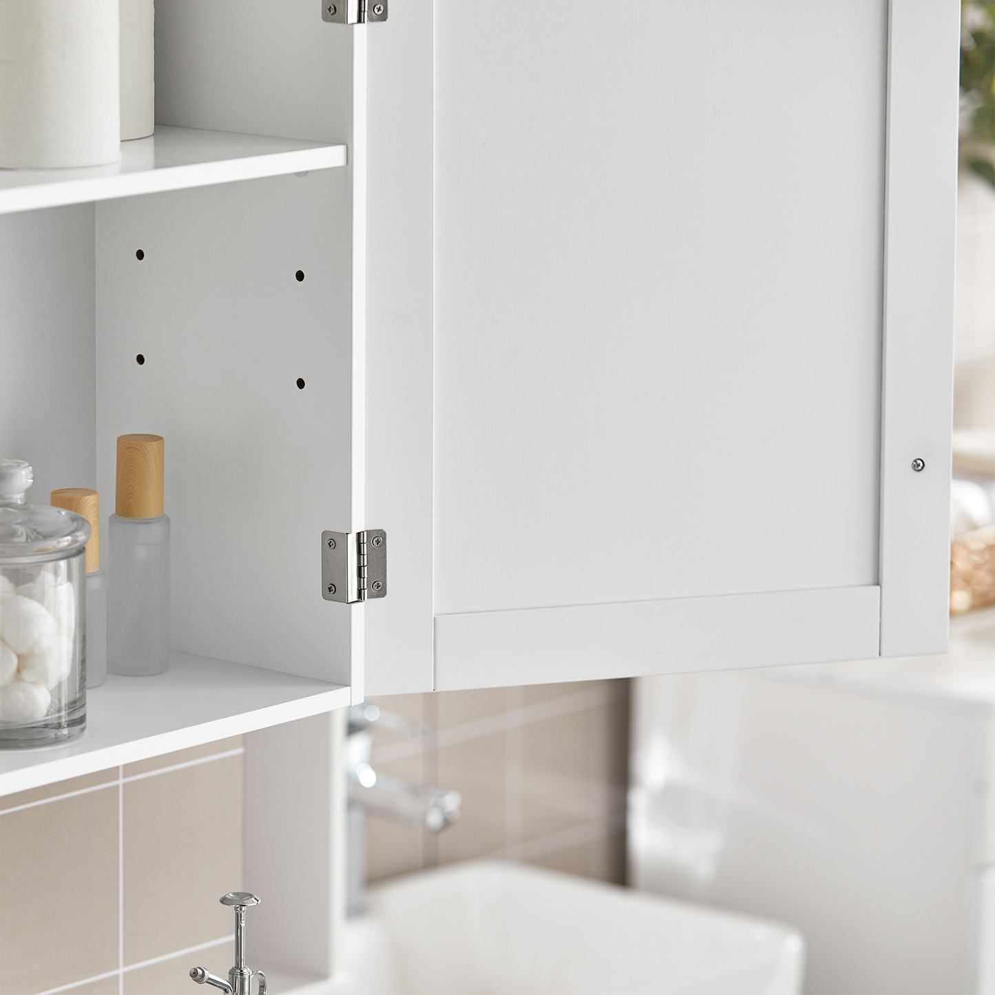 SoBuy White Wall Cabinet with Door, 40x52cm