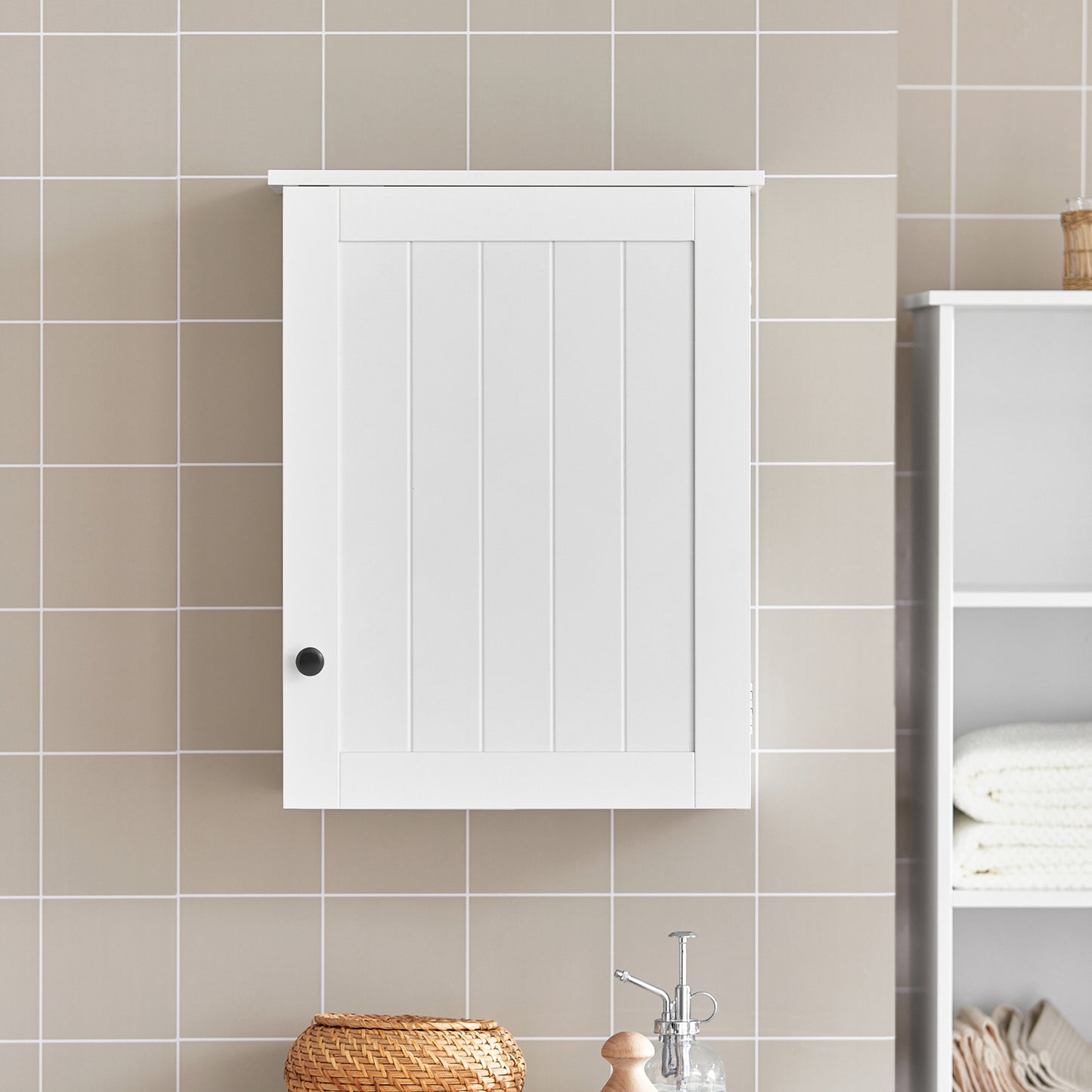 SoBuy White Wall Cabinet with Door, 40x52cm