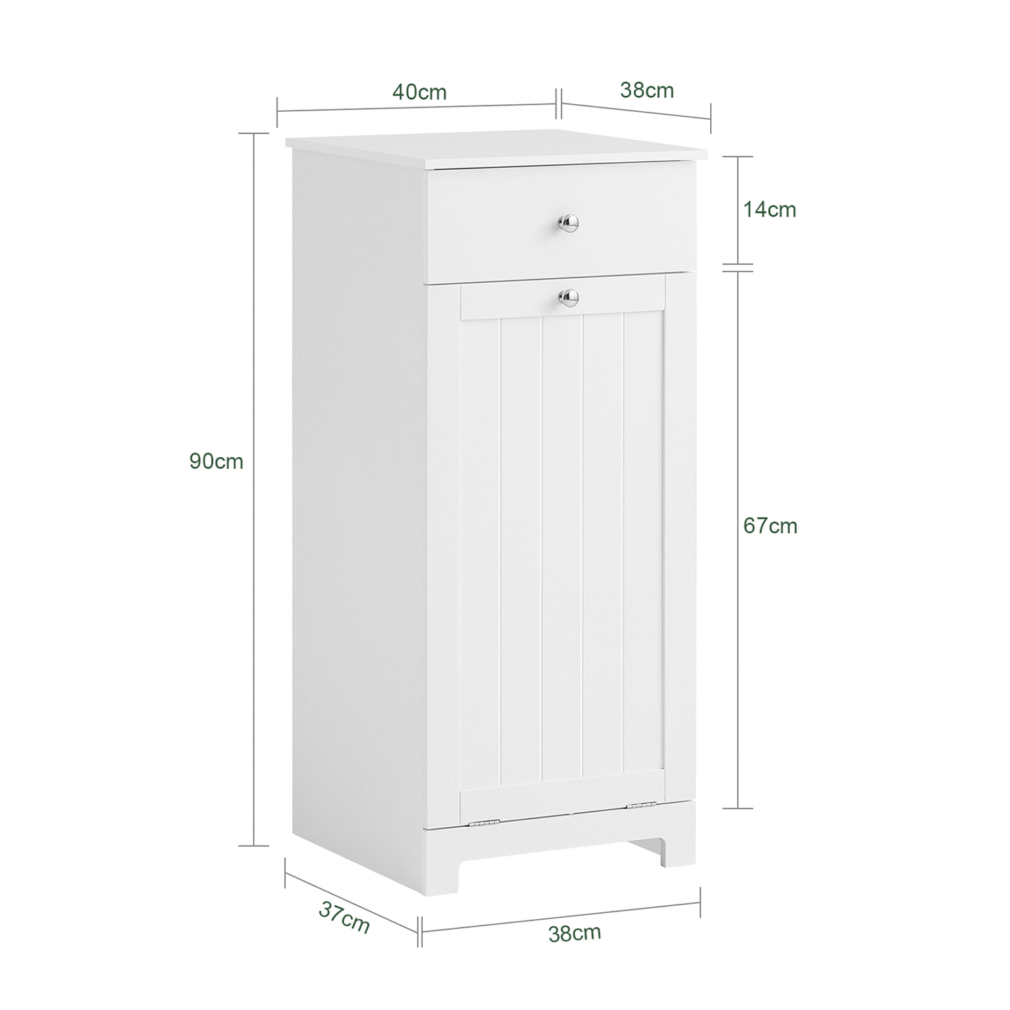 SoBuy White Laundry Cabinet with Basket and Drawer, Tilt-Out Laundry Hamper, Storage Cabinet