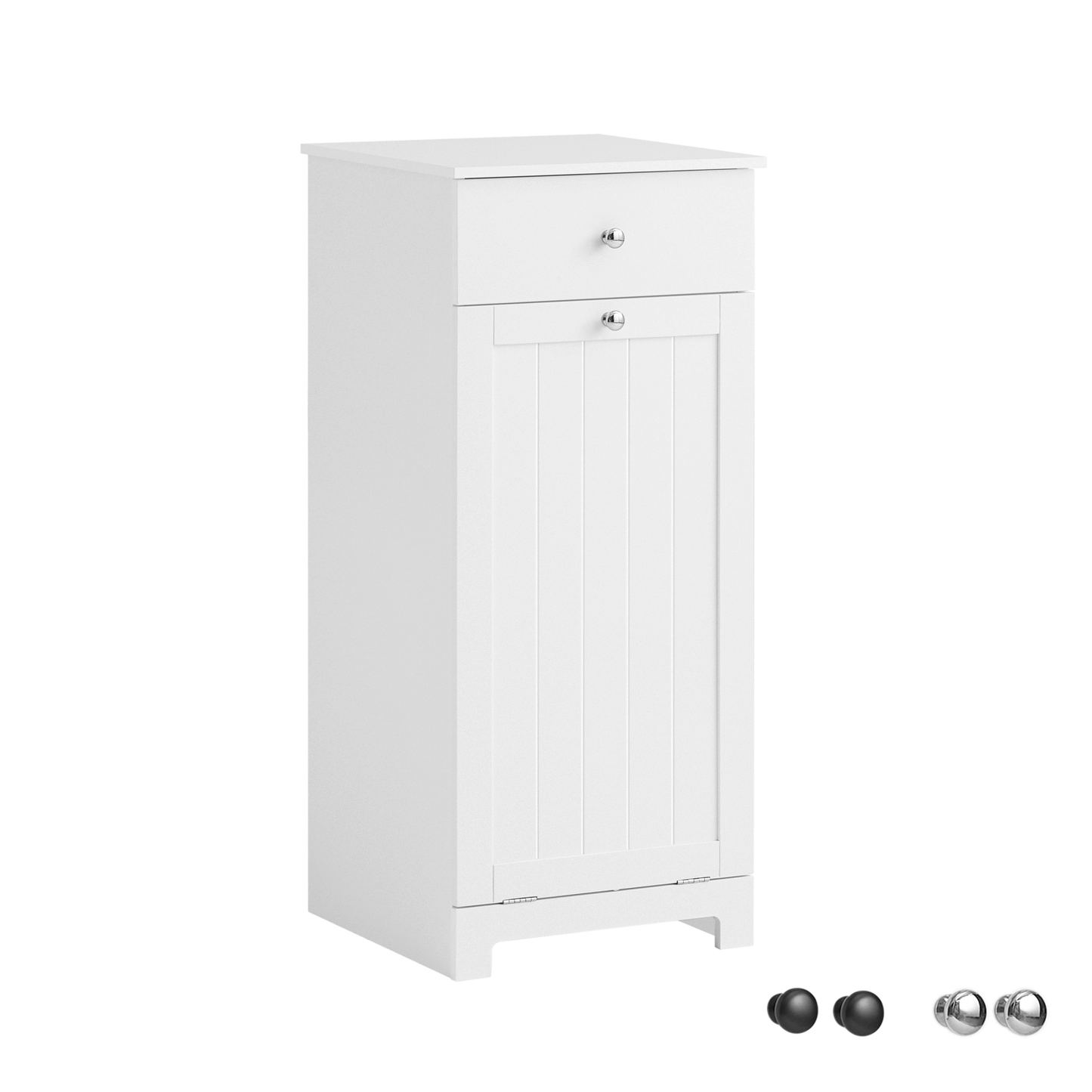 SoBuy White Laundry Cabinet with Basket and Drawer, Tilt-Out Laundry Hamper, Storage Cabinet