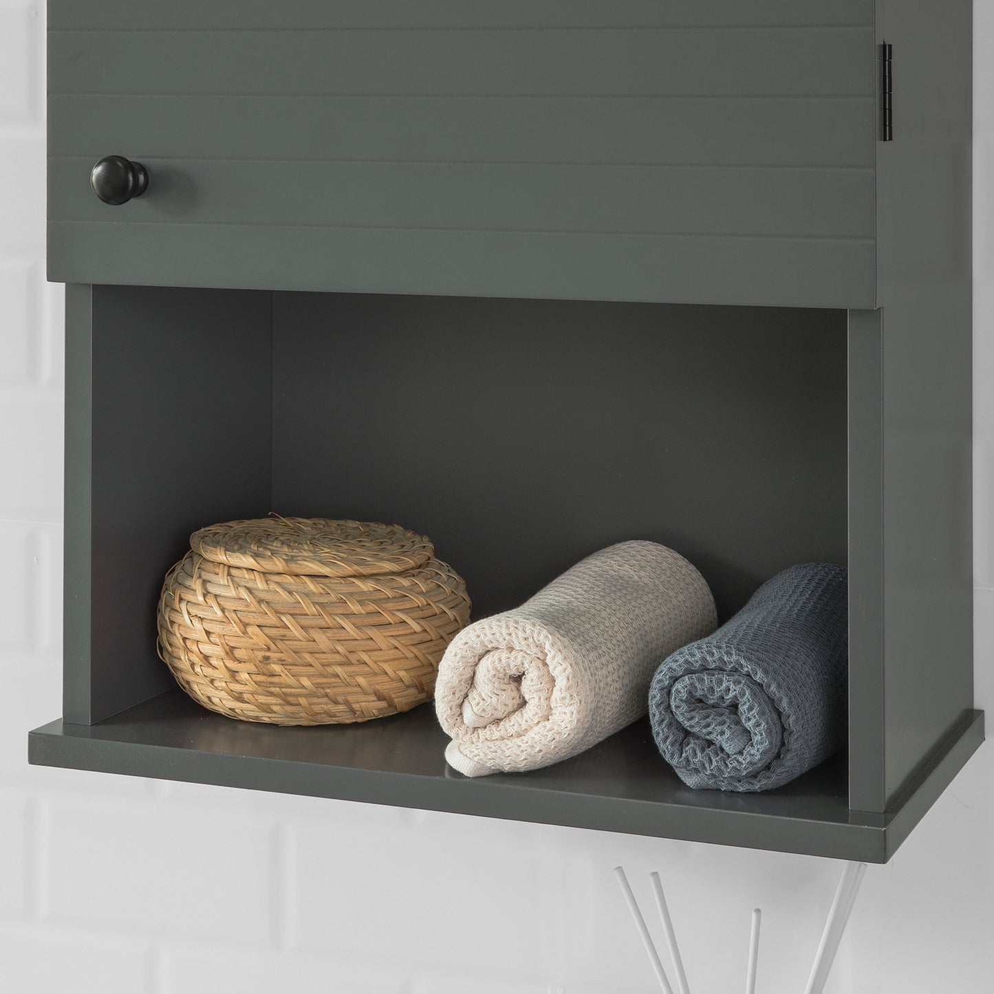 SoBuy Wall Mounted Single Door Bathroom Storage Cabinet Medicine Cabinet (Grey)