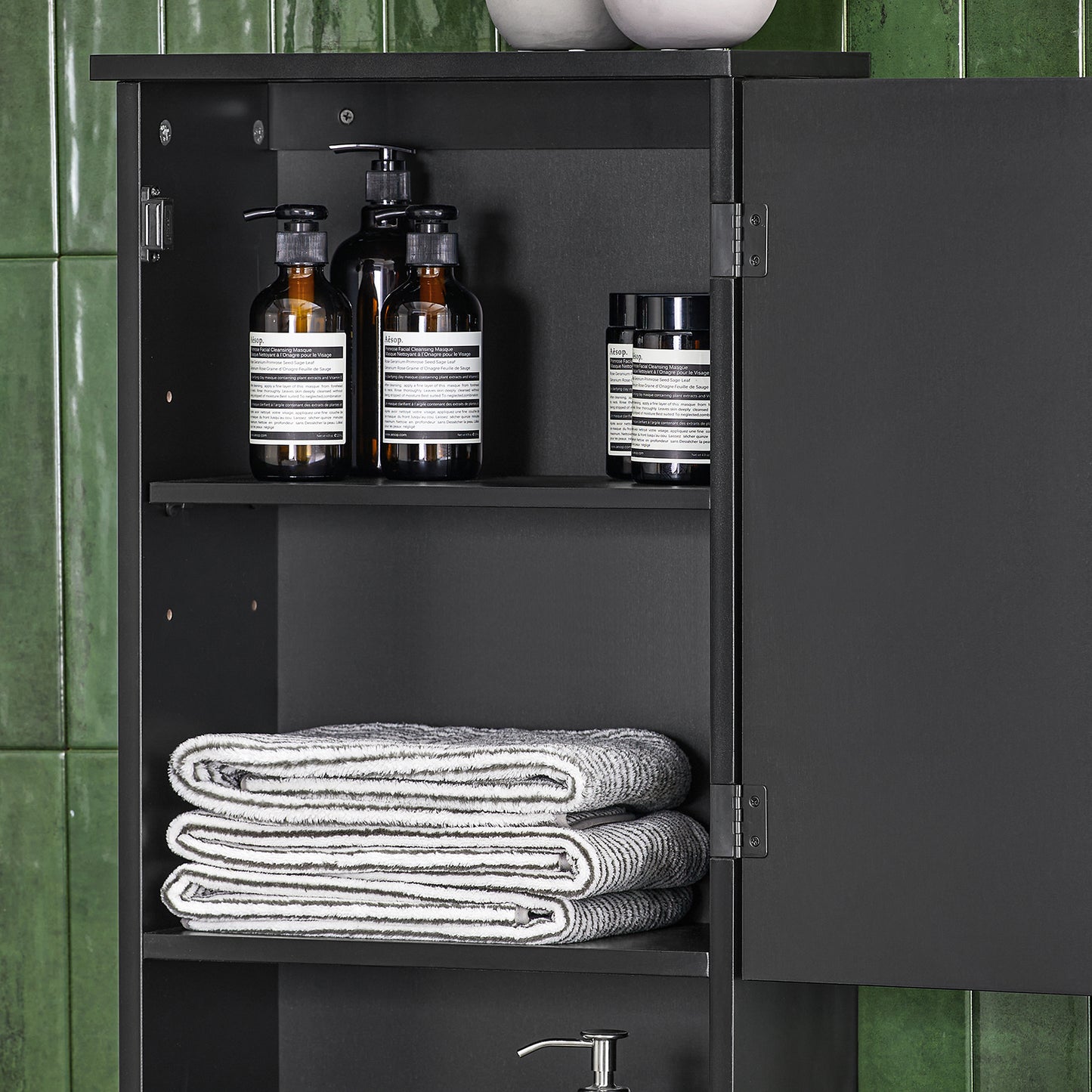 SoBuy Wall Mounted Single Door Bathroom Storage Cabinet Medicine Cabinet Black