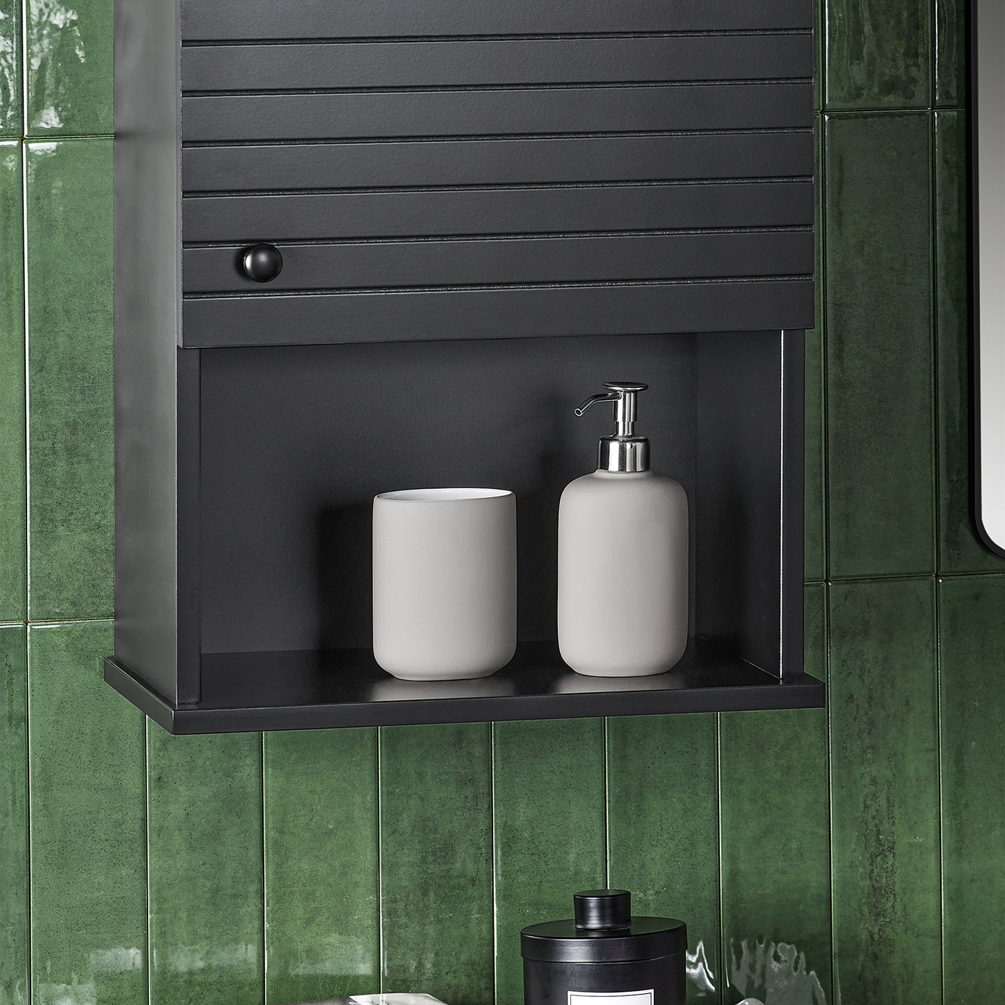 SoBuy Wall Mounted Single Door Bathroom Storage Cabinet Medicine Cabinet Black
