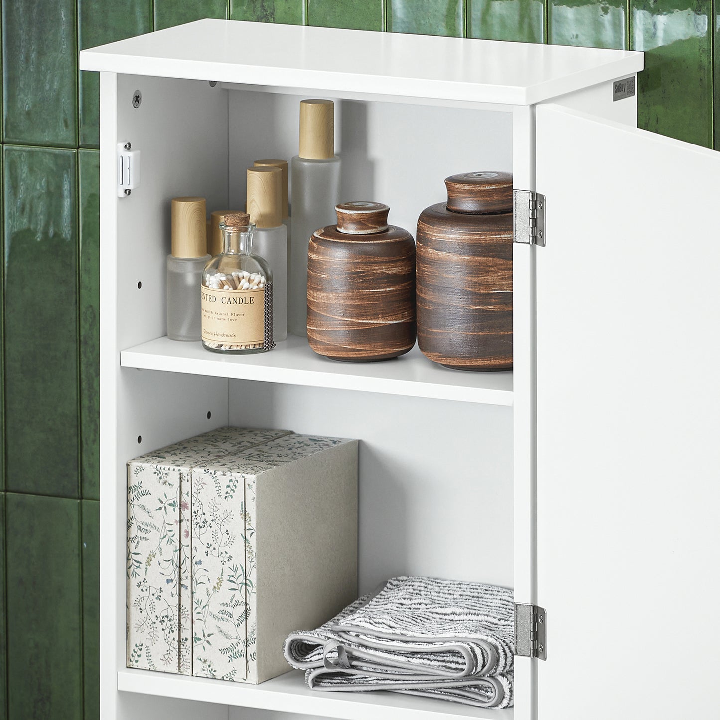 SoBuy Wall Mounted Single Door Bathroom Storage Cabinet Medicine Cabinet White