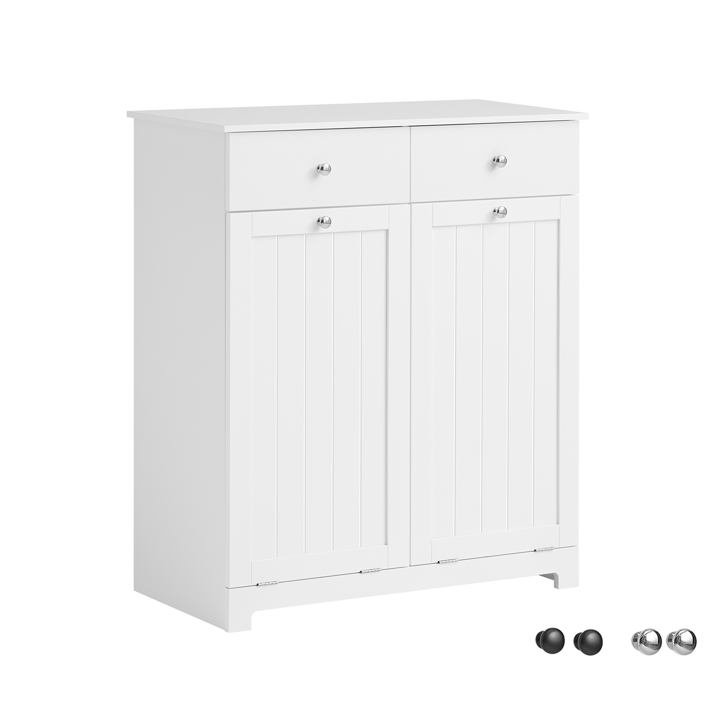 SoBuy 2 Drawers 2 Doors Laundry Cabinet Laundry Chest with 2 Removable Laundry Baskets, Bathroom Cabinet