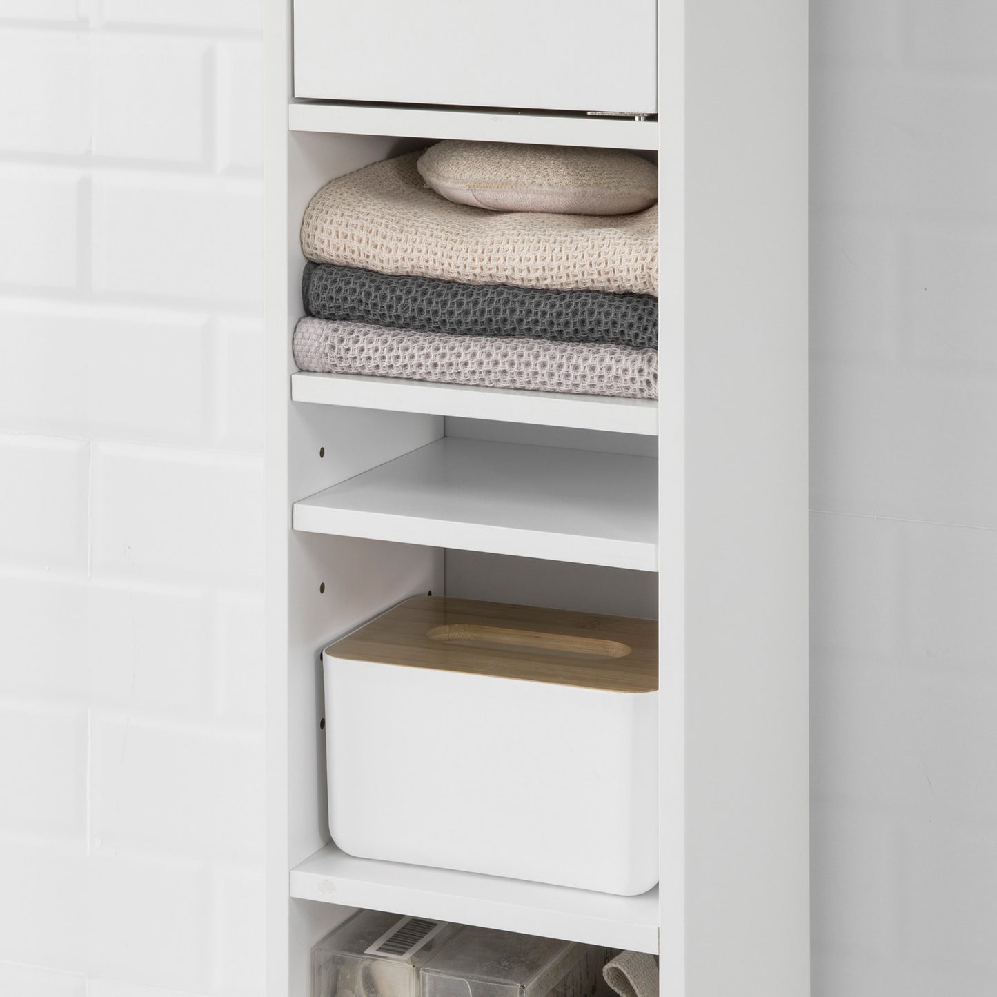 SoBuy White Tall Bathroom Cabinet High Storage Cupboard with Shelves