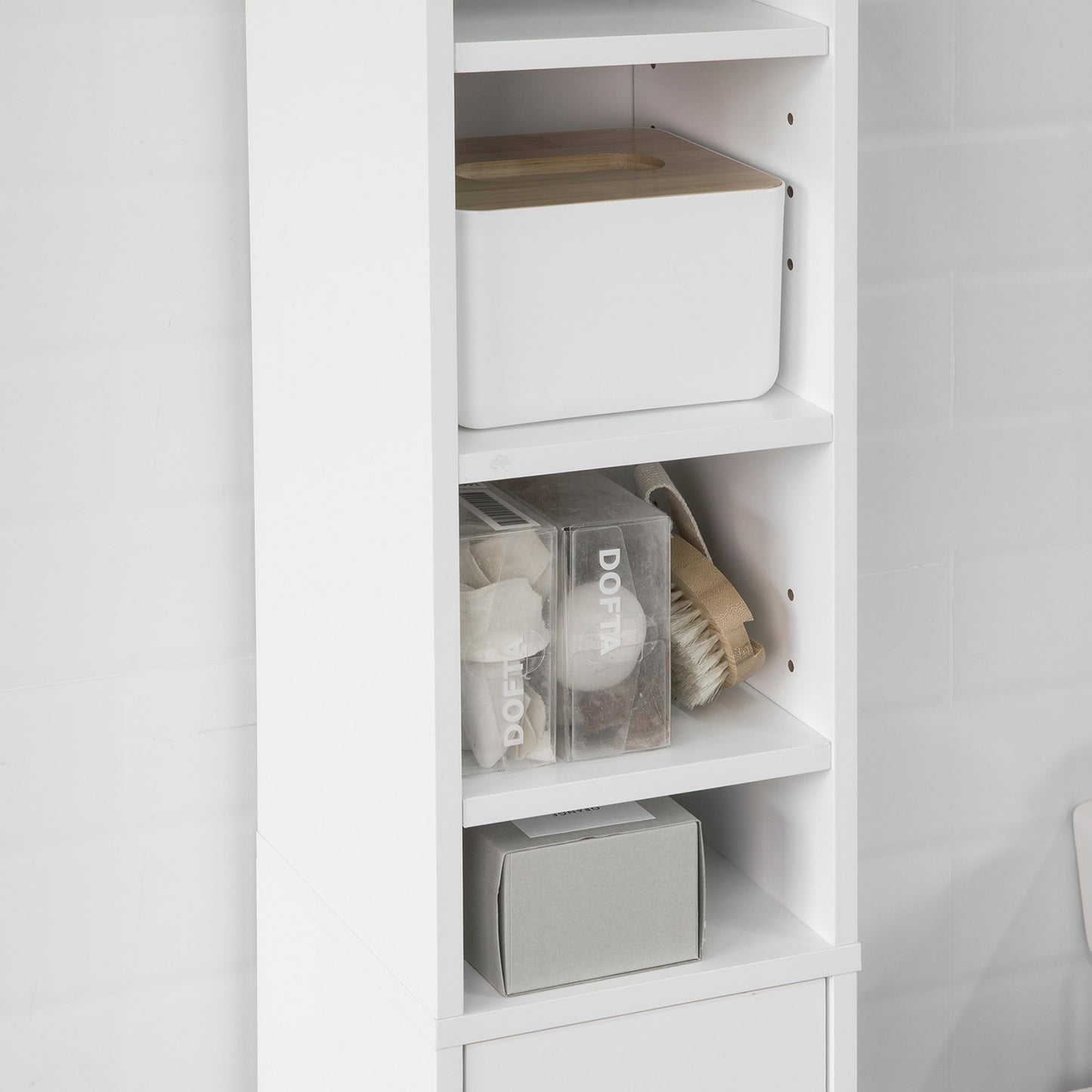 SoBuy White Tall Bathroom Cabinet High Storage Cupboard with Shelves