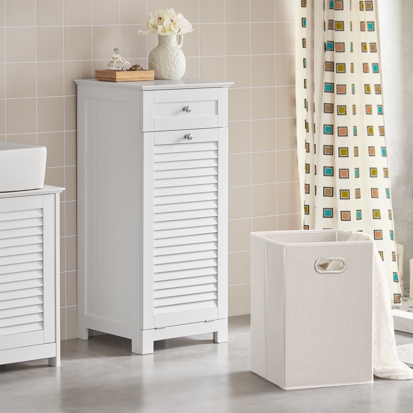 SoBuy Bathroom Laundry Basket Laundry Cabinet Bathroom Storage Cabinet