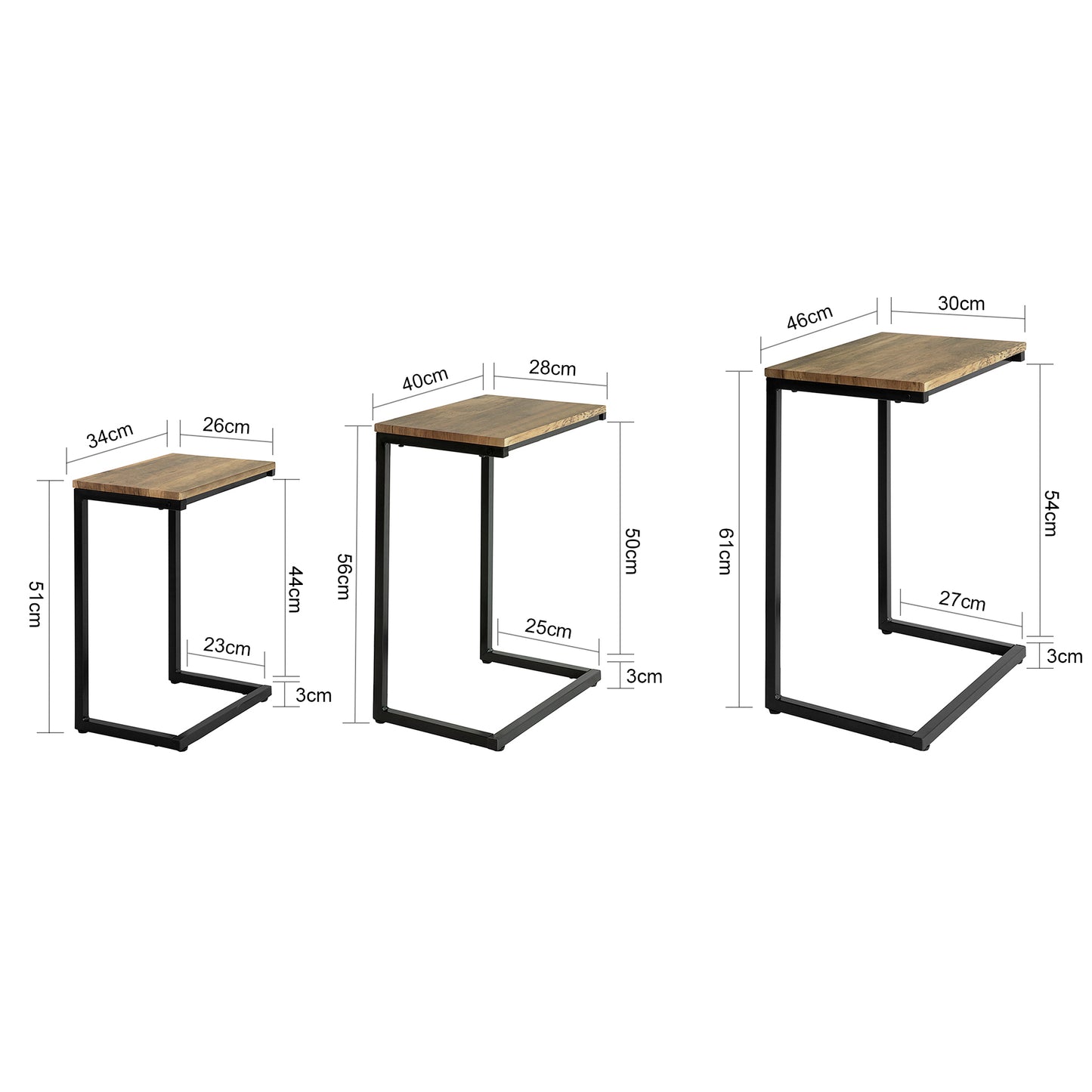 SoBuy Set of 3 Side Tables Industrial Style End Tables Stackable Tables Nesting Tables