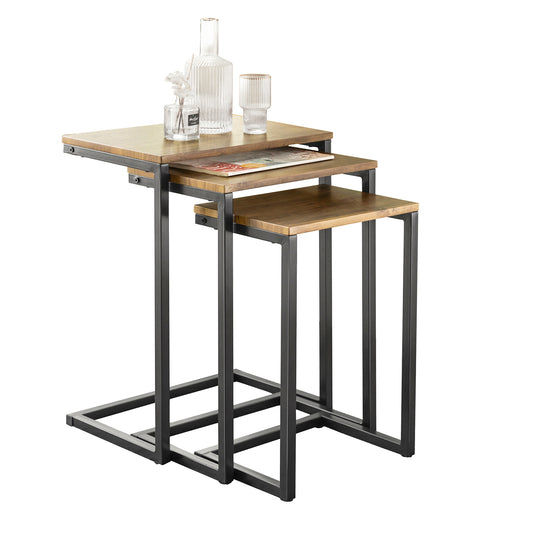 SoBuy Set of 3 Side Tables Industrial Style End Tables Stackable Tables Nesting Tables