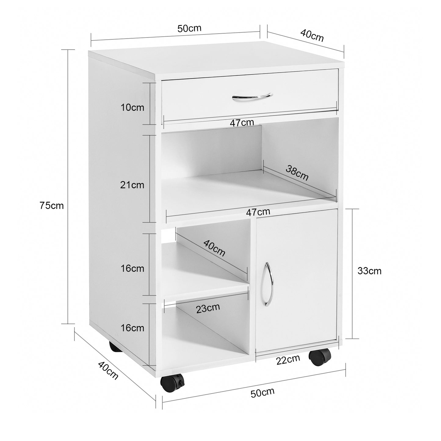 SoBuy Printer Stand with Drawer and Door Filing Cabinet Office Trolley