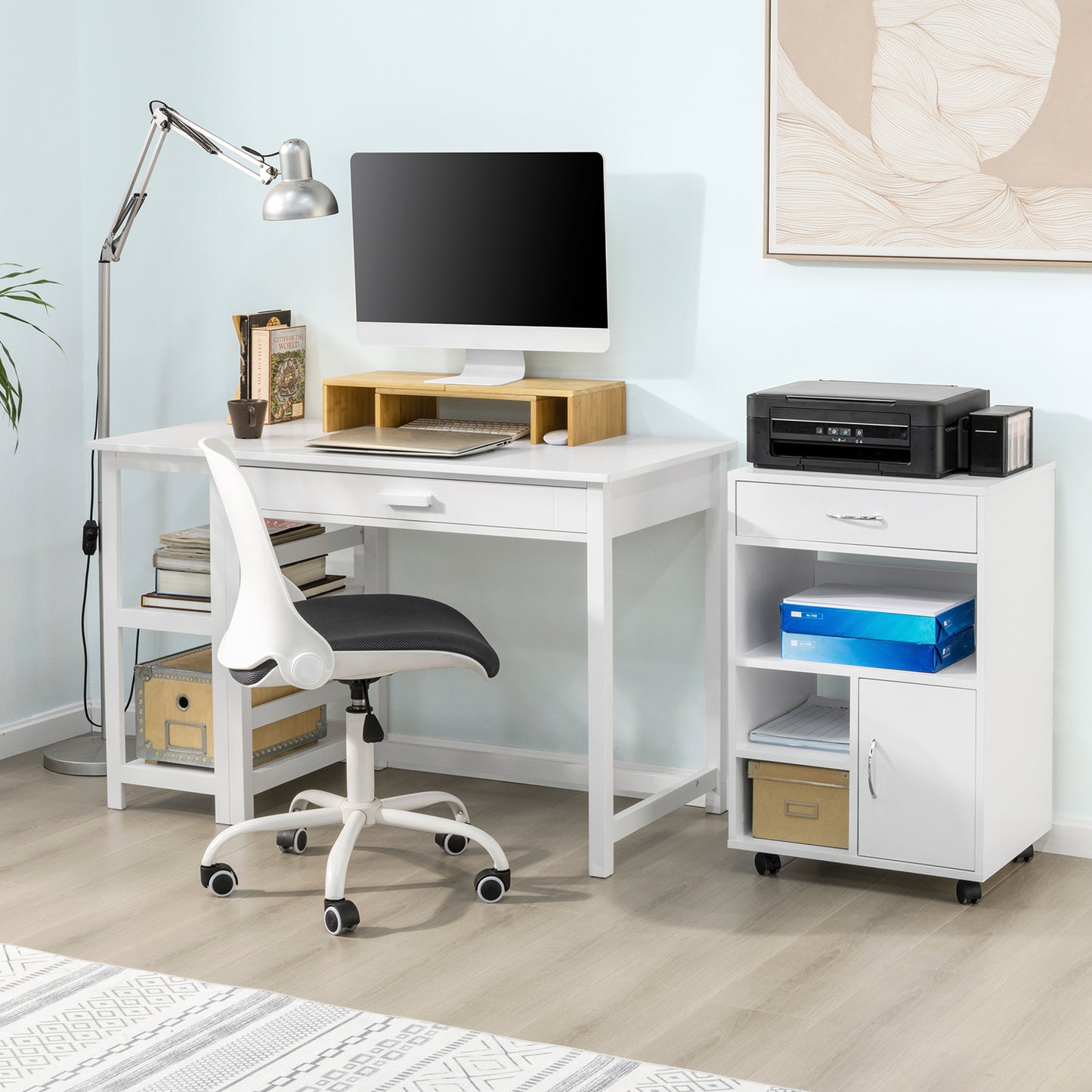 SoBuy Printer Stand with Drawer and Door Filing Cabinet Office Trolley