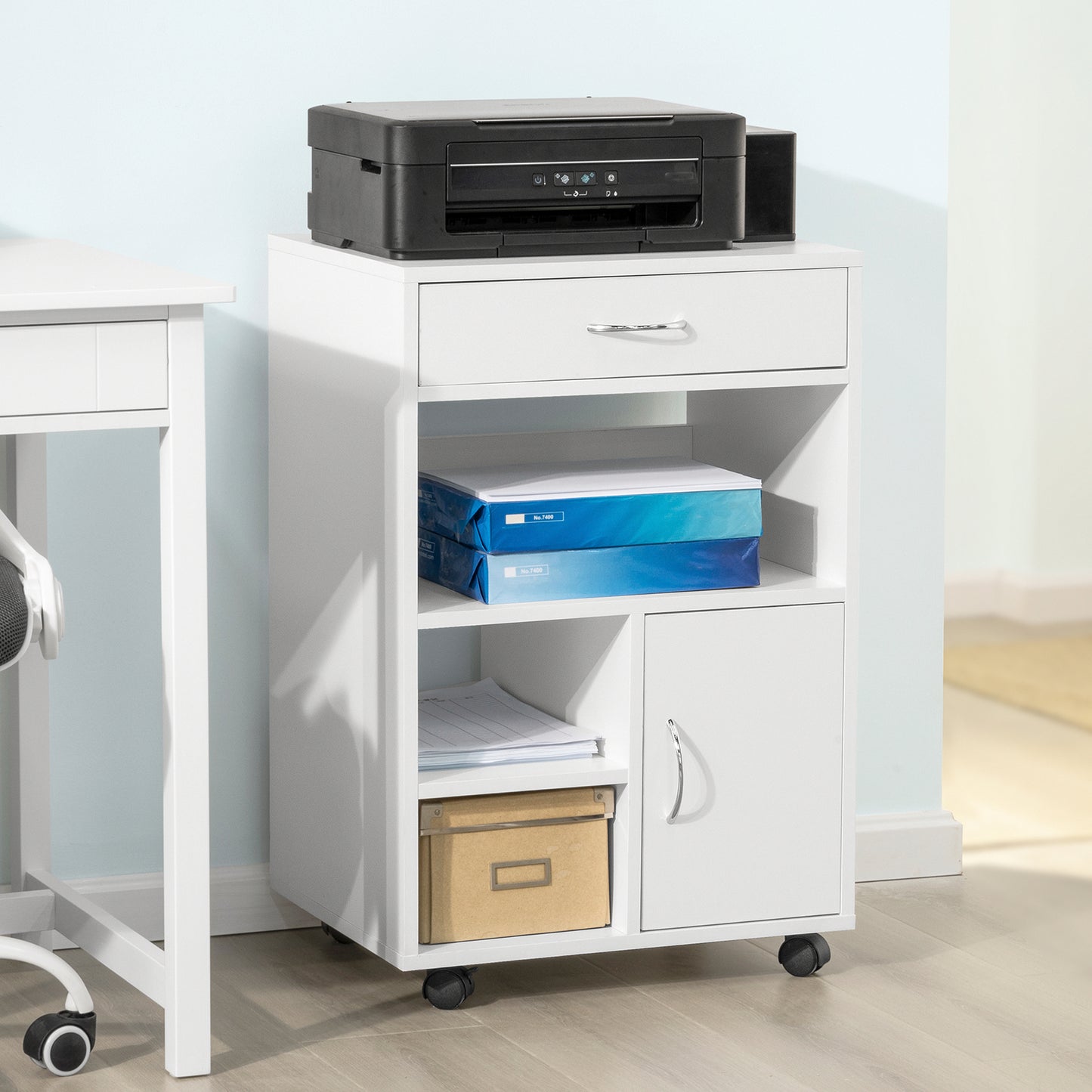 SoBuy Printer Stand with Drawer and Door Filing Cabinet Office Trolley