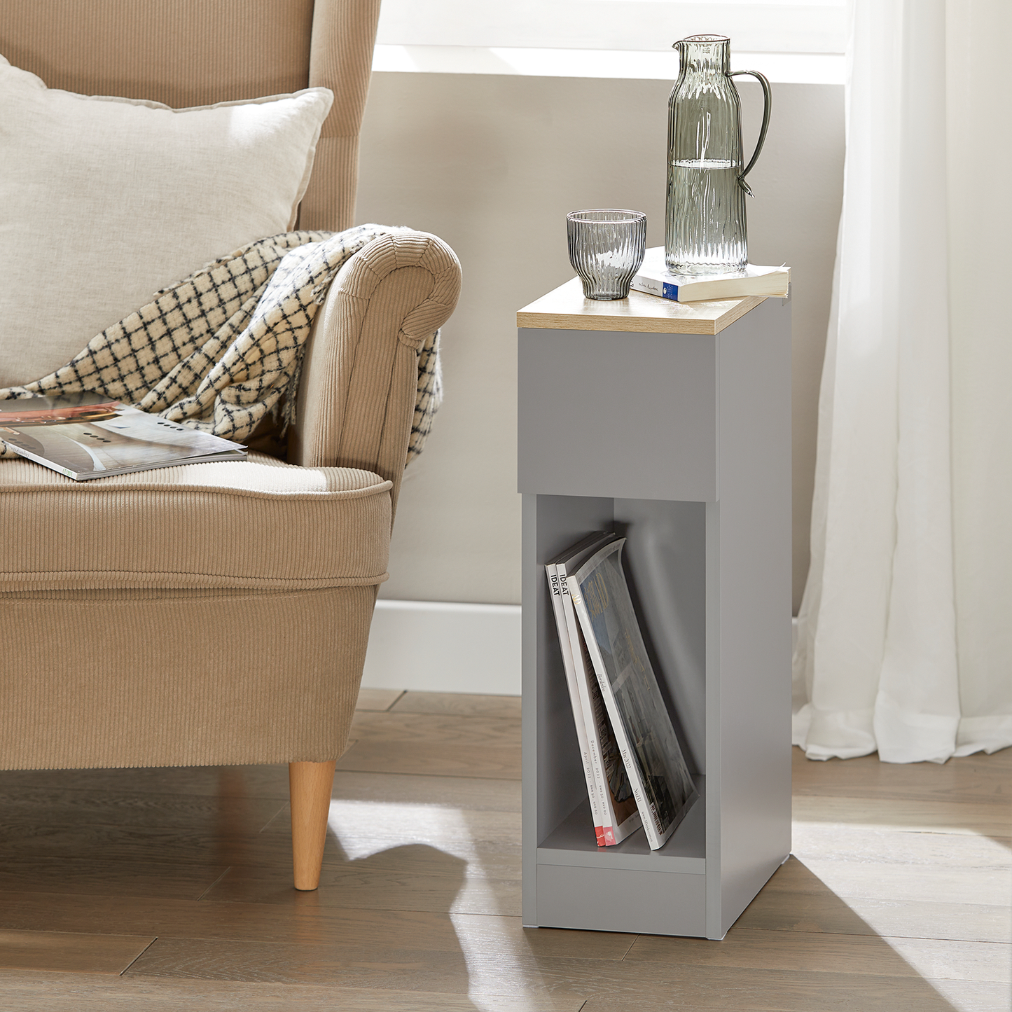 SoBuy Bedside Table with Drawer Nightstand Side Table End Table Sofa Table