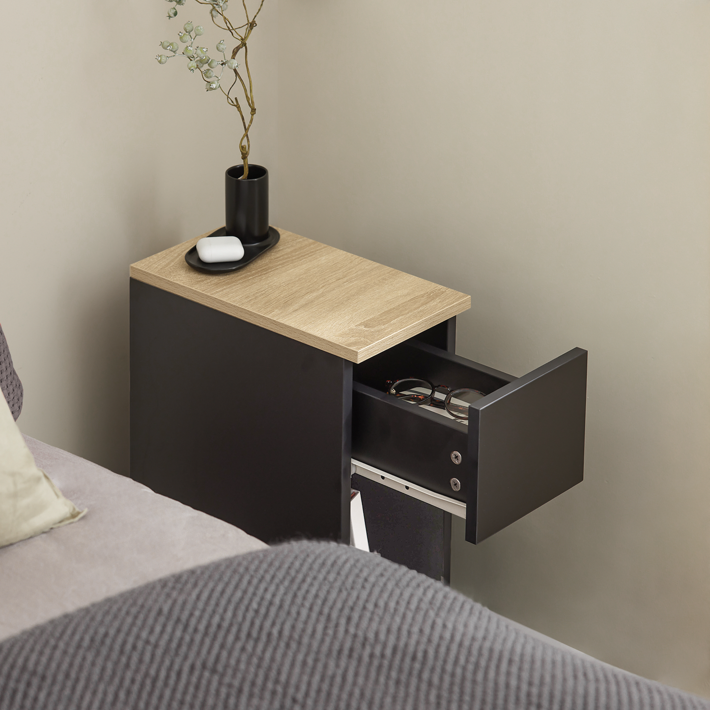 SoBuy Black Bedside Table Nightstand Side Table End Table Sofa Table