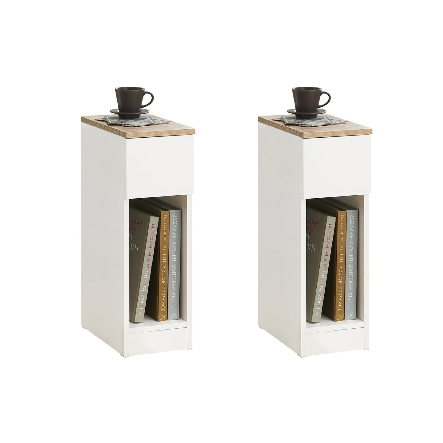 SoBuy Set of 2 Bedside Table with Drawer Nightstand Side Table End Table Sofa Table