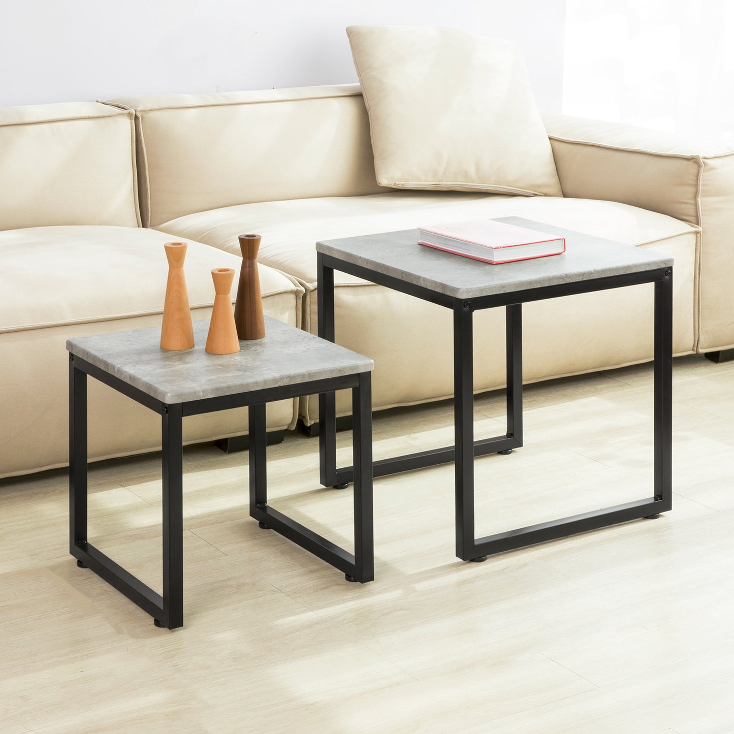 SoBuy Coffee Tables, Nesting Tables, Set of 2, Side Tables