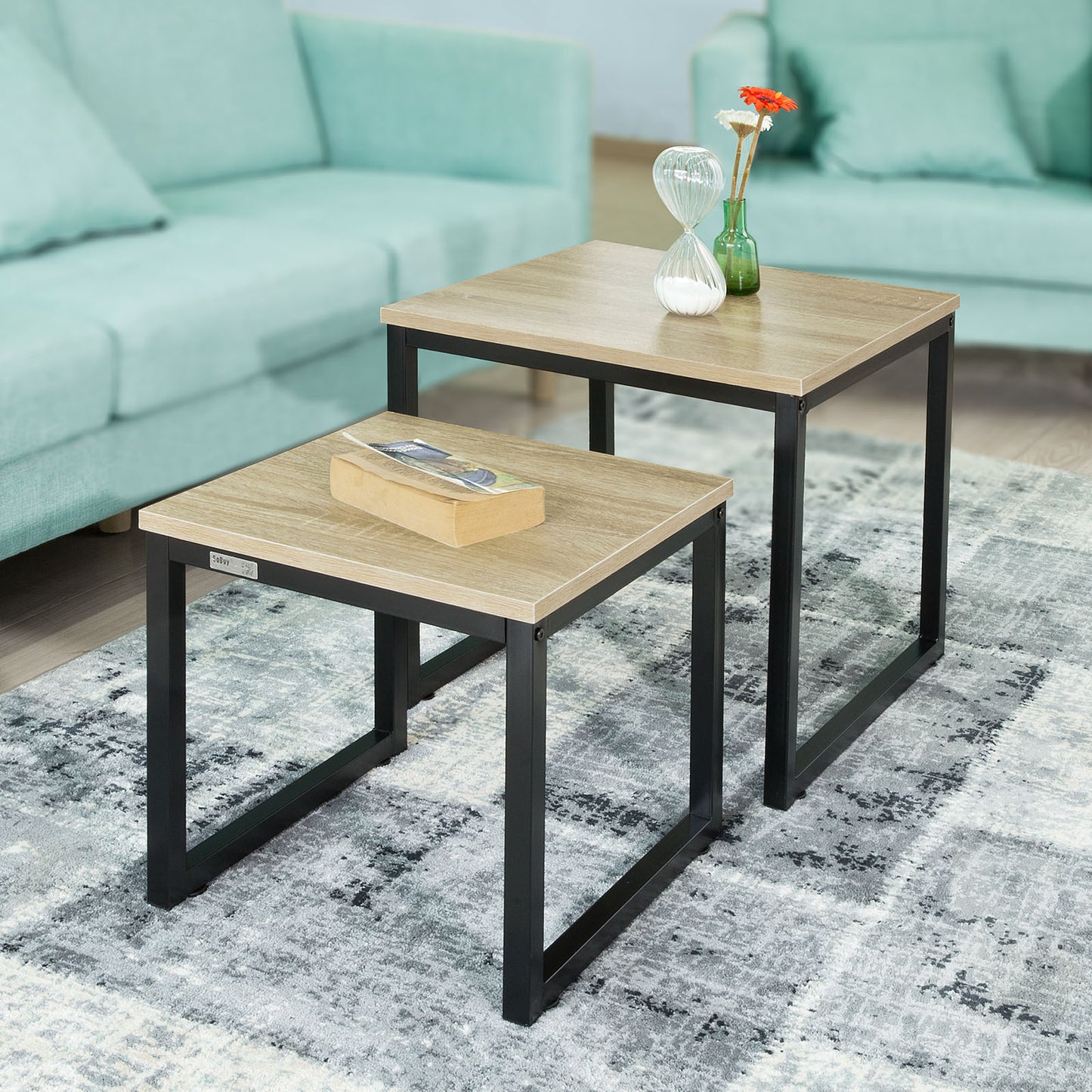 SoBuy Coffee Tables, Nesting Tables, Set of 2, Side Tables