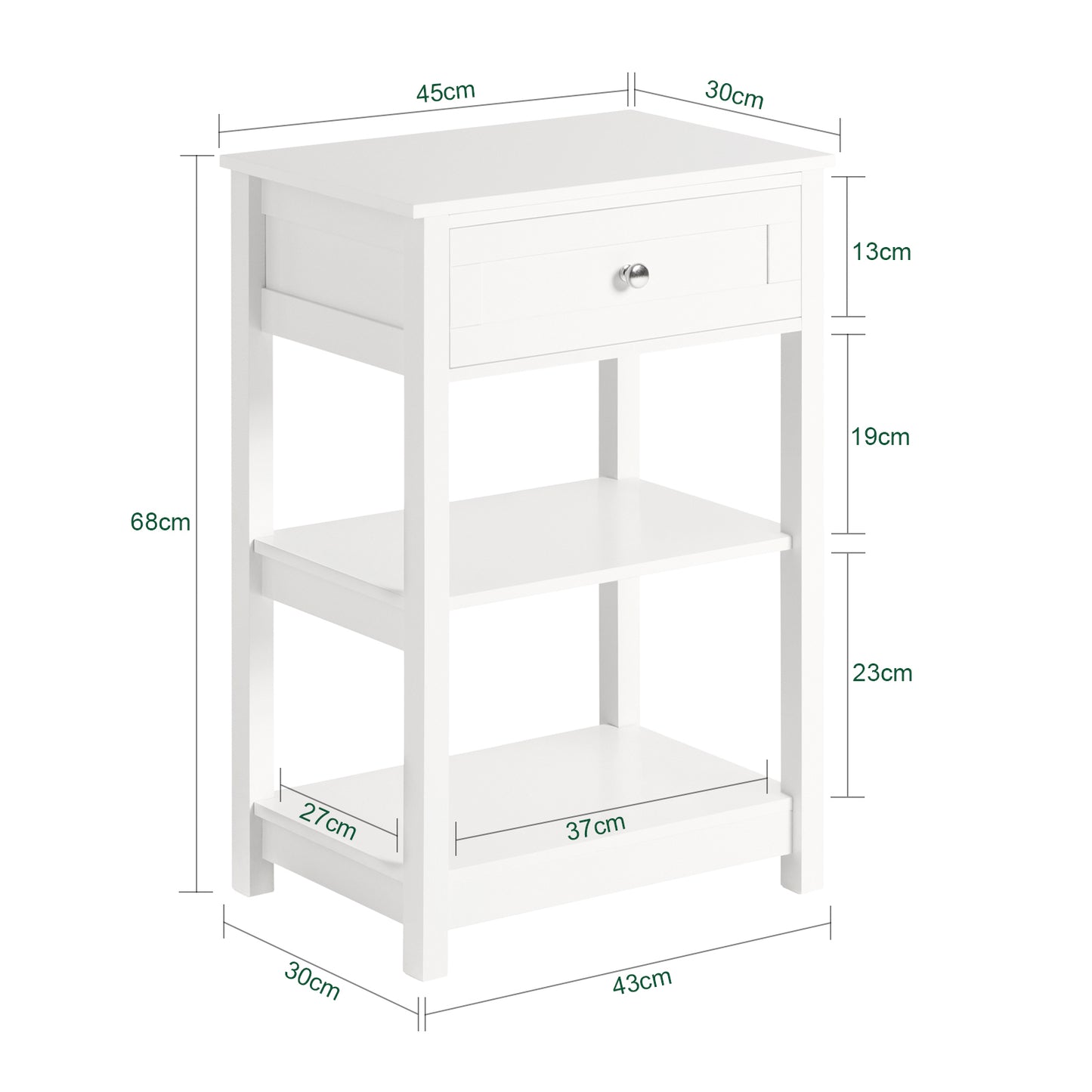 SoBuy Bedside Table with Drawer and Shelves, Wooden Side Table, End Table, Night Stand, Lamp Table