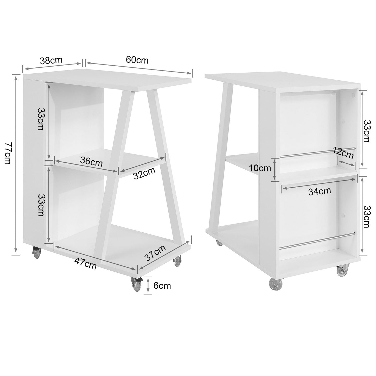SoBuy Kitchen Serving Trolley Storage Trolley, Side Table End Table On Wheels