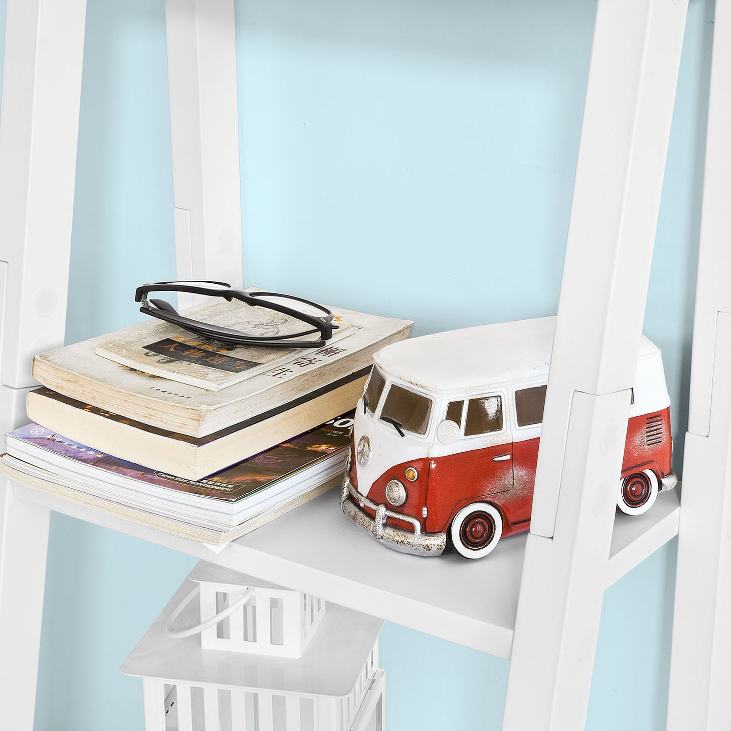 SoBuy 5 Tiers Ladder Shelf, Storage Display Shelving Wall Shelf Bookcase