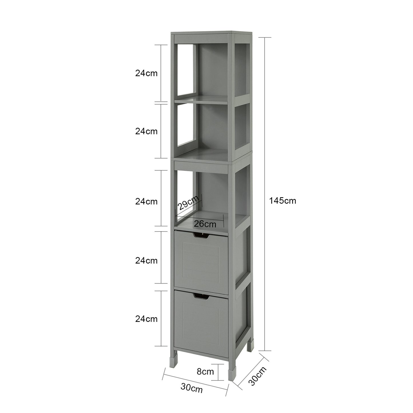 SoBuy Tall Cabinet with Shelf, Tall Cupboard with Drawer, Grey