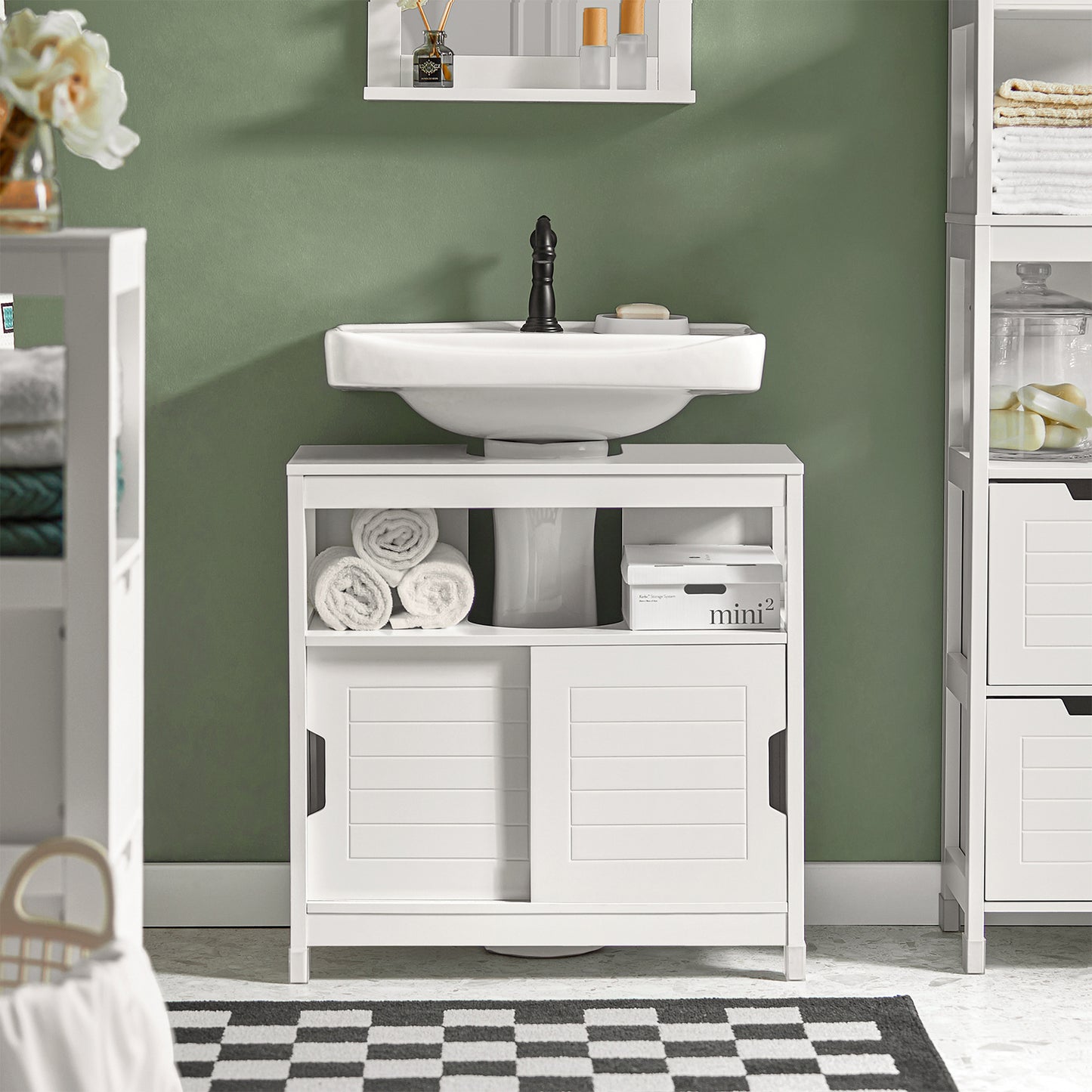 SoBuy Vanity Unit Bathroom Furniture with Foot Padding White