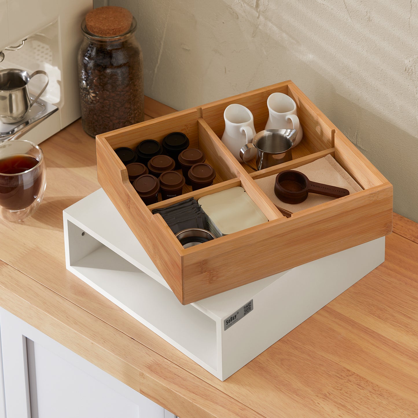 SoBuy FRG179-WN, Coffee Pod Storage Drawer, Coffee Capsule Holder Stand Box,Teabags Storage Case