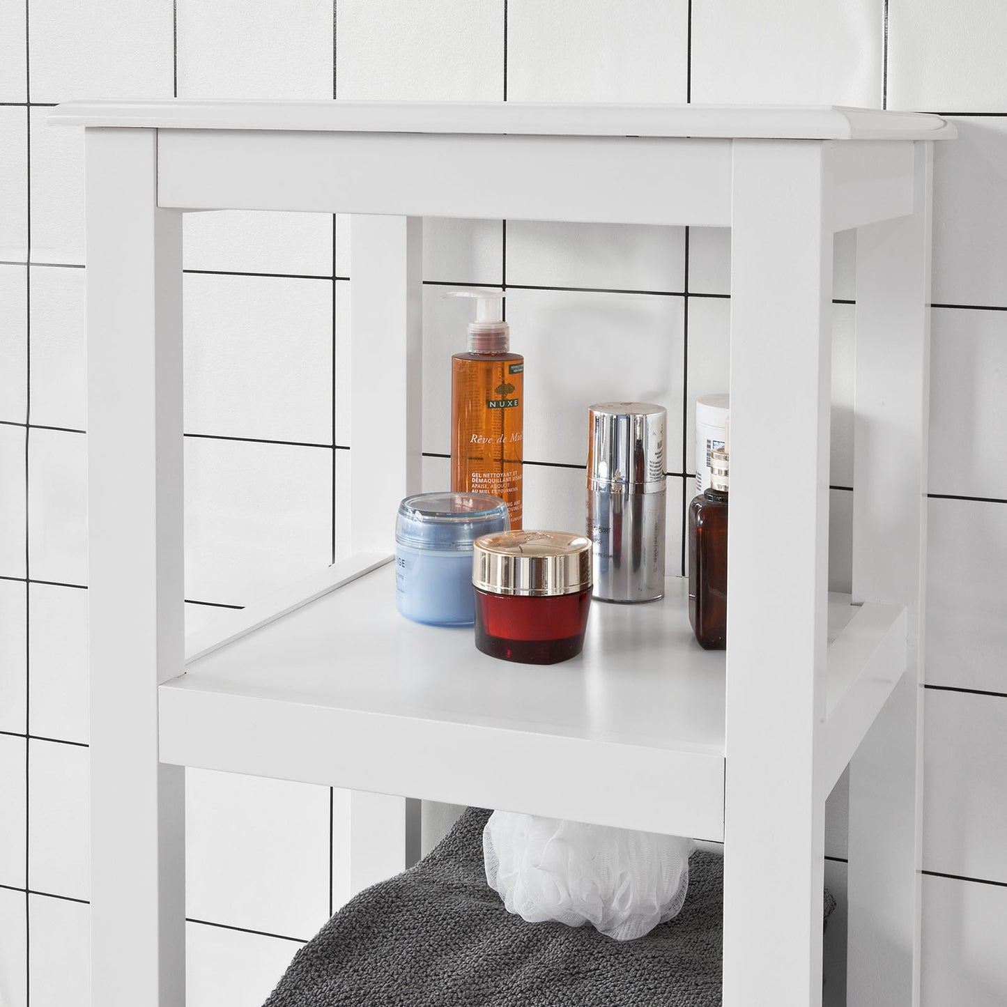 SoBuy White Floor Standing Tall Bathroom Storage Cabinet with 3 Shelves and 1Door,Linen Tower Bath Cabinet, Cabinet with Shelf