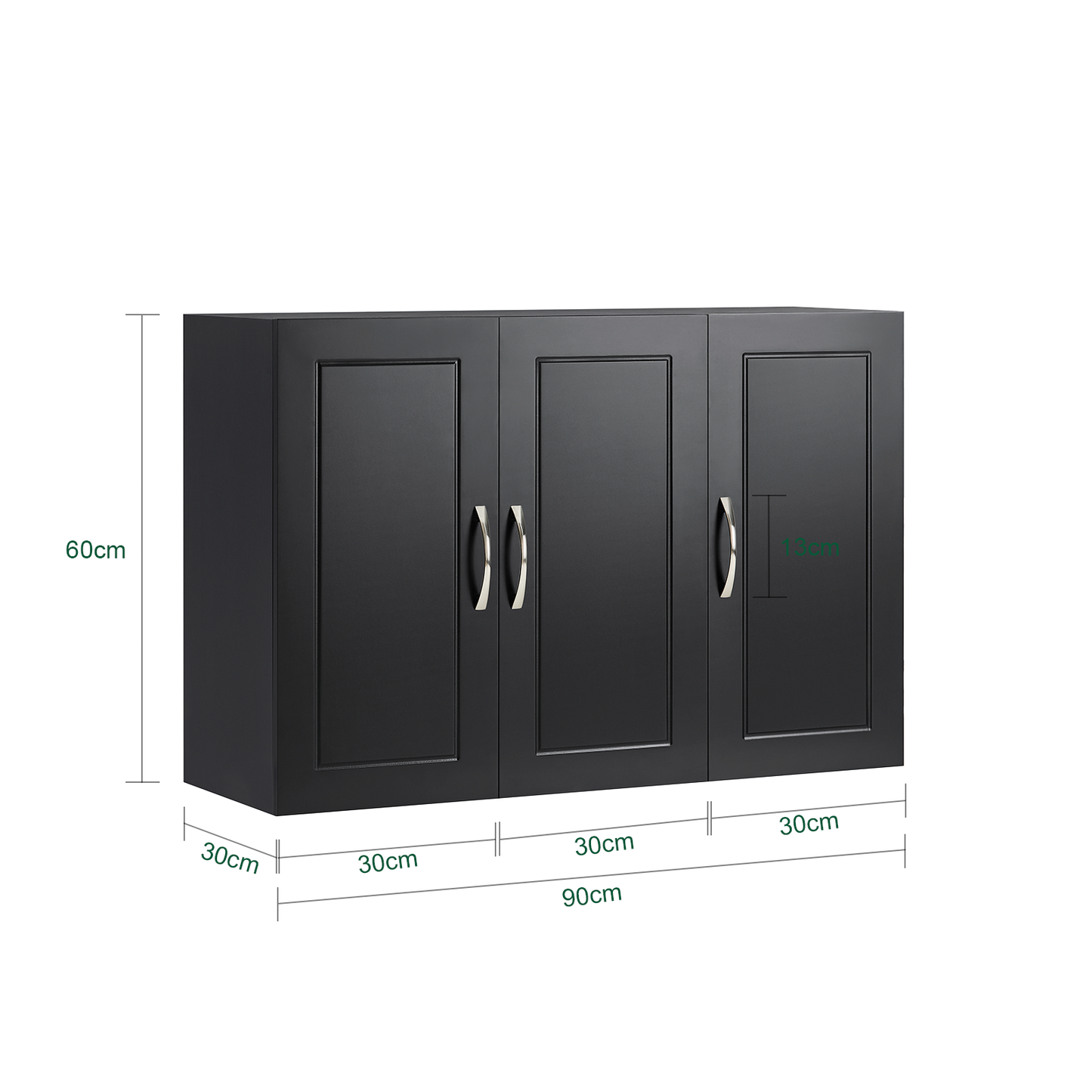 SoBuy Black 3 Doors Home Kitchen Bathroom Wall Cabinet Wall Storage Cabinet Unit