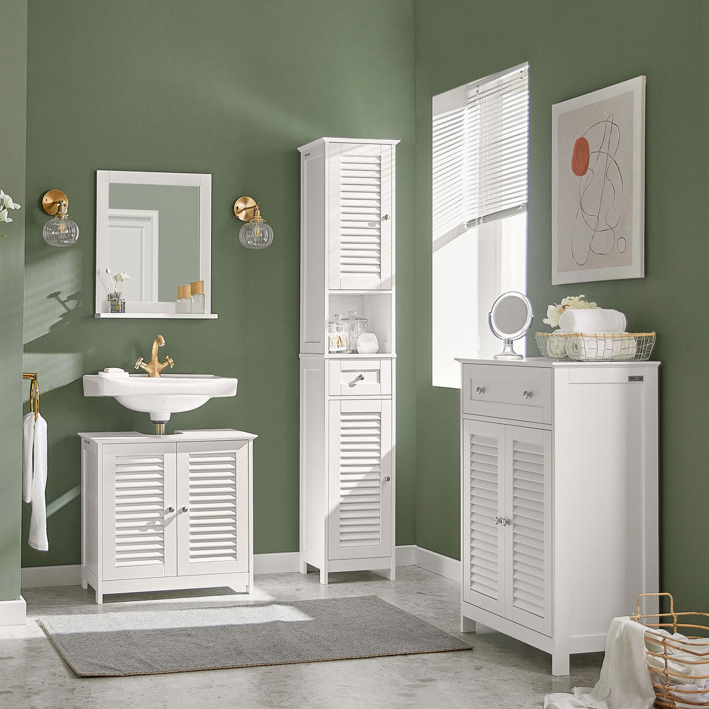 SoBuy FRG236-W Tall Cabinet, Freestanding Cabinet, Bathroom Cabinet, 170x32x30 cm, White