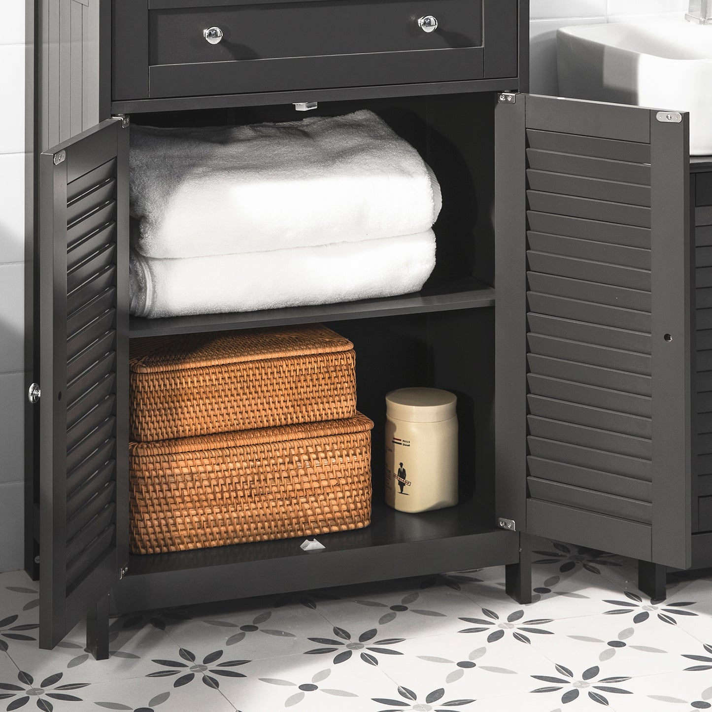 SoBuy FRG238-DG Freestanding Storage Cabinet with Drawer, 60x87x35 cm