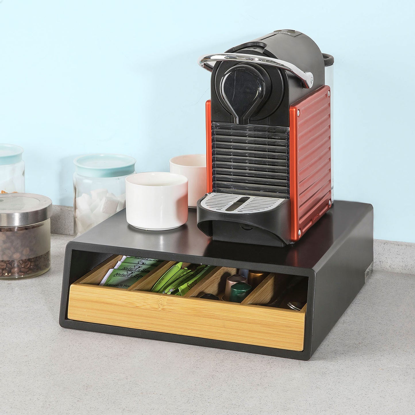 SoBuy Coffee Pod Capsule Teabags Drawer Box Holder, Coffee Machine Stand,Desk Organiser