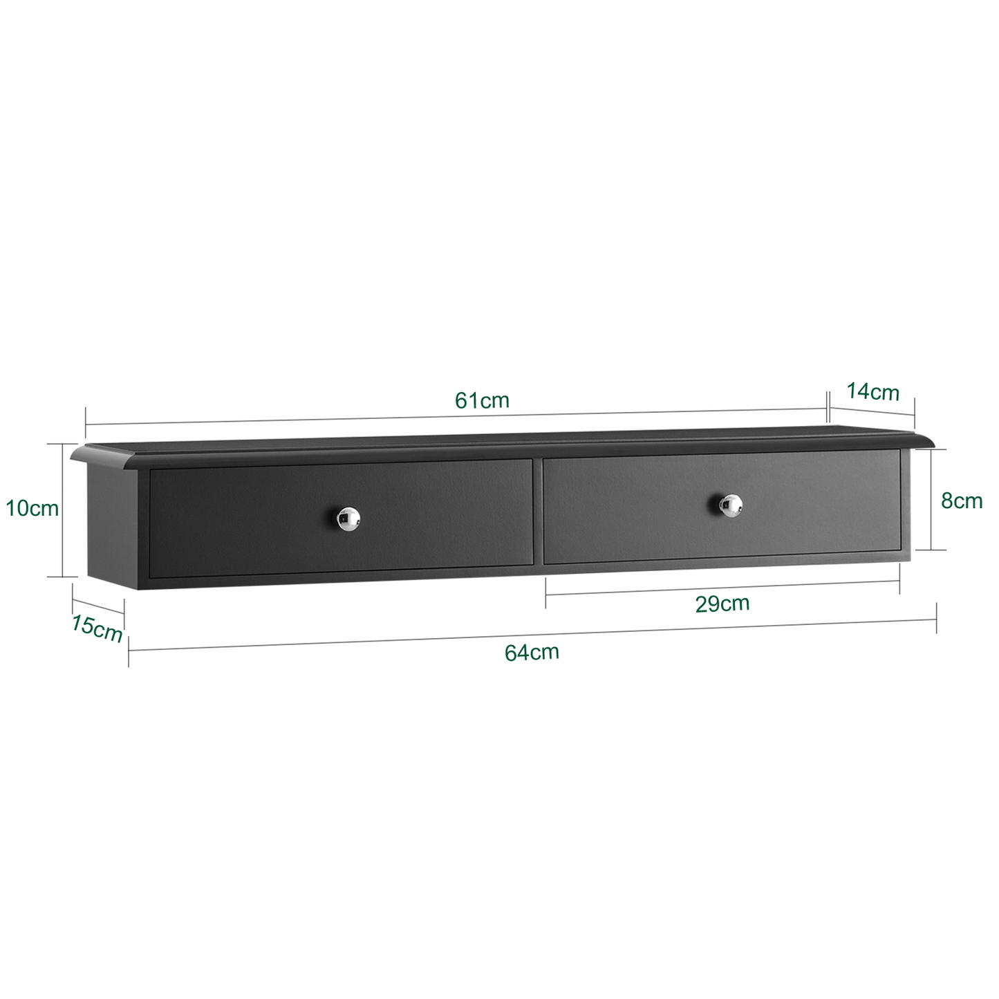 SoBuy Wall Mounted Display Storage Shelf Unit With 2 Drawers (Black)