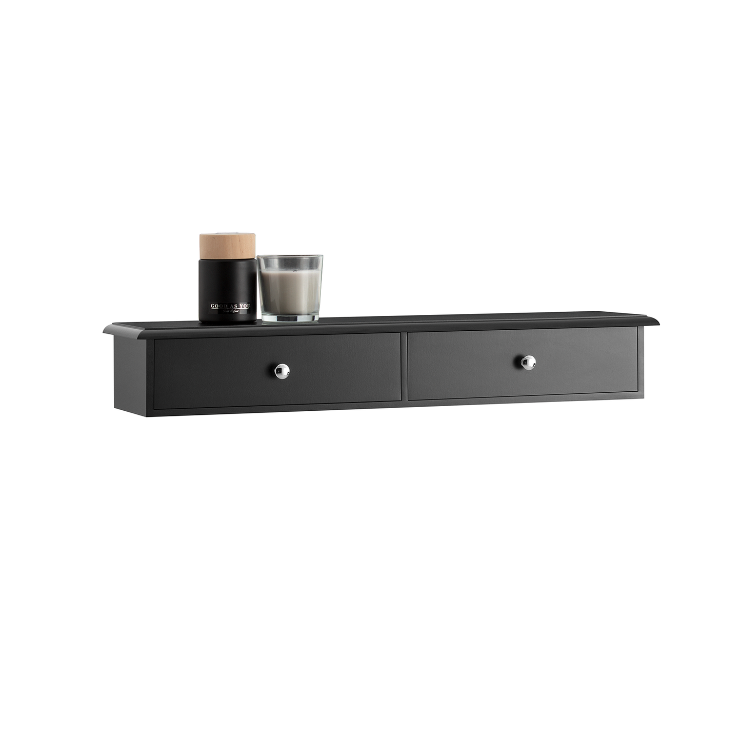 SoBuy Wall Mounted Display Storage Shelf Unit With 2 Drawers (Black)