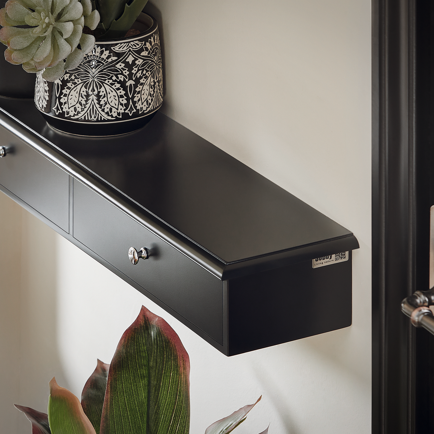 SoBuy Wall Mounted Display Storage Shelf Unit With 2 Drawers (Black)