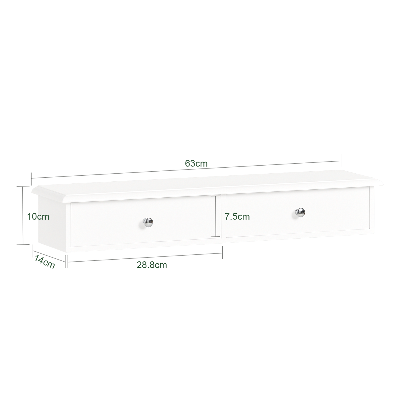 SoBuy Wall Mounted Display Storage Shelf Unit With 2 Drawers (White)