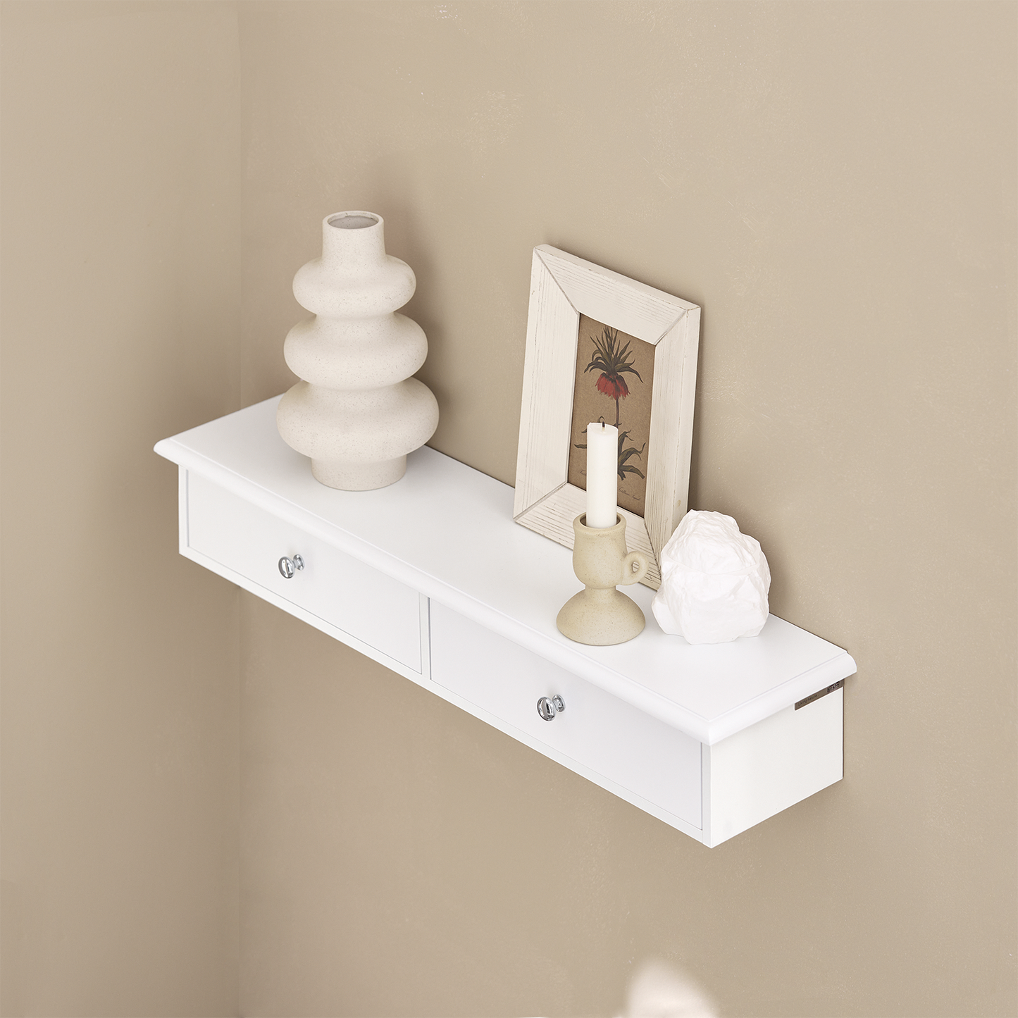 SoBuy Wall Mounted Display Storage Shelf Unit With 2 Drawers (White)