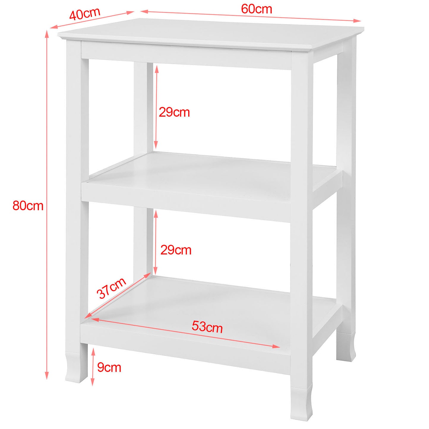 SoBuy FSB18-W Console Table with 3 Shelves, Side Table, Printer Table, End Table, White