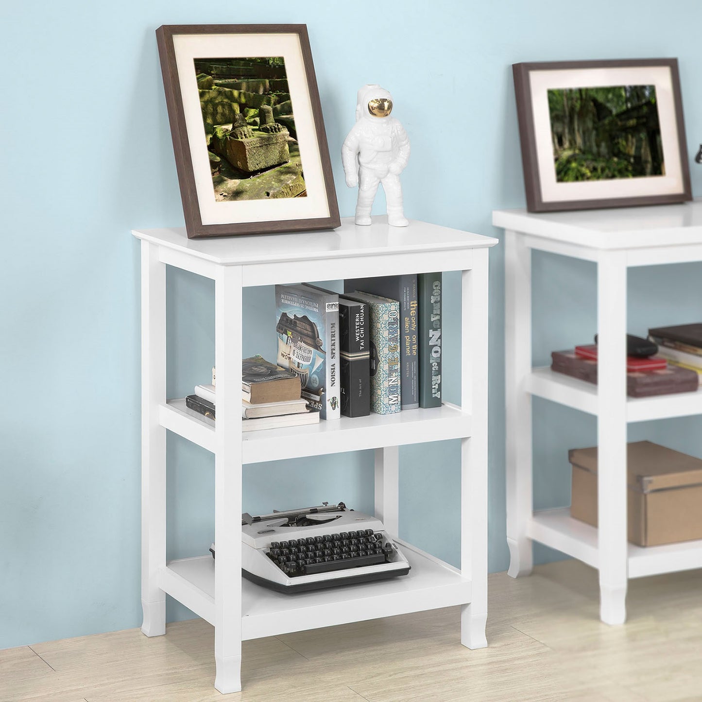 SoBuy FSB18-W Console Table with 3 Shelves, Side Table, Printer Table, End Table, White