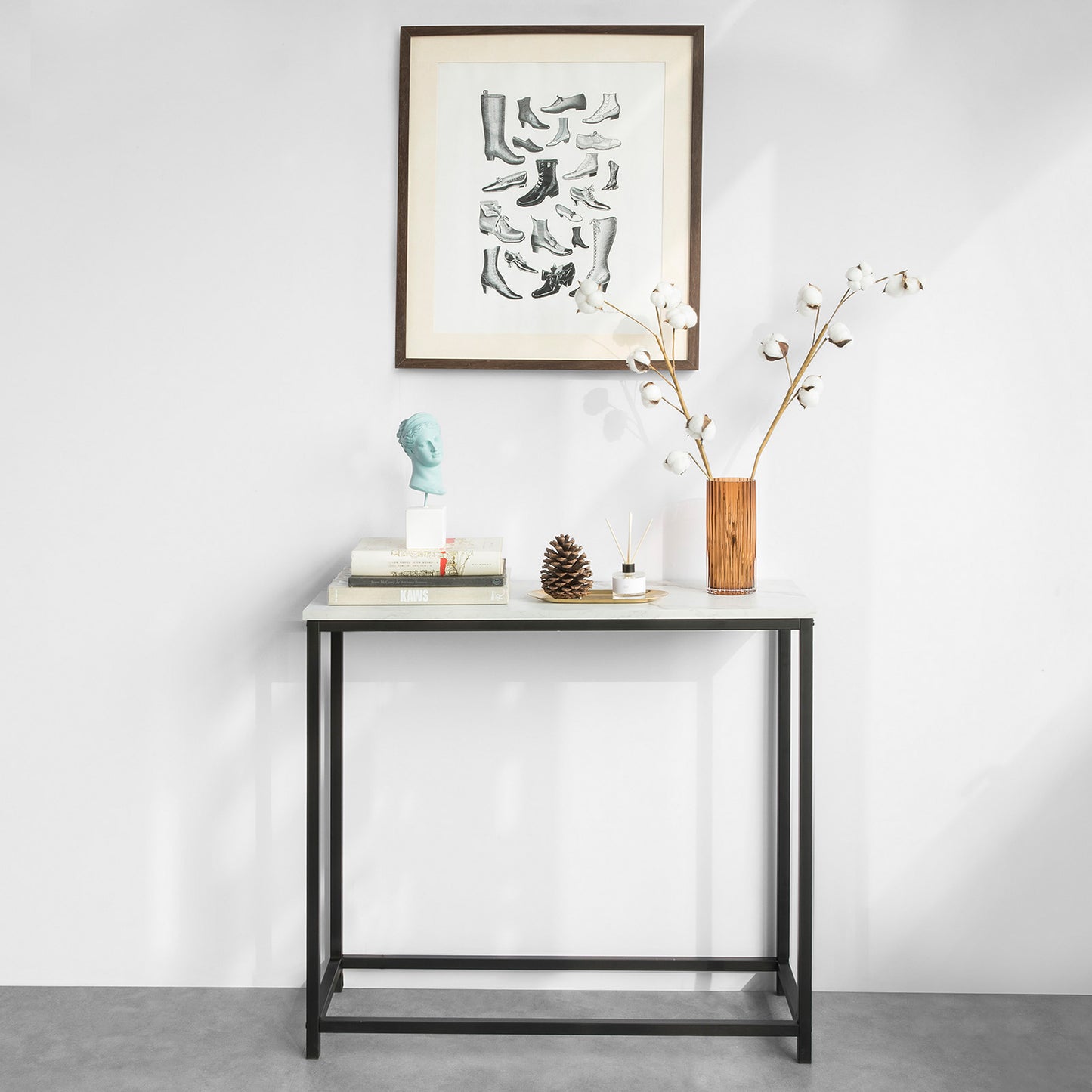 SoBuy FSB29-SCH Console Table with Metal Frame Hallway Table Decorative Side Table W80 x D30 xH75 cm