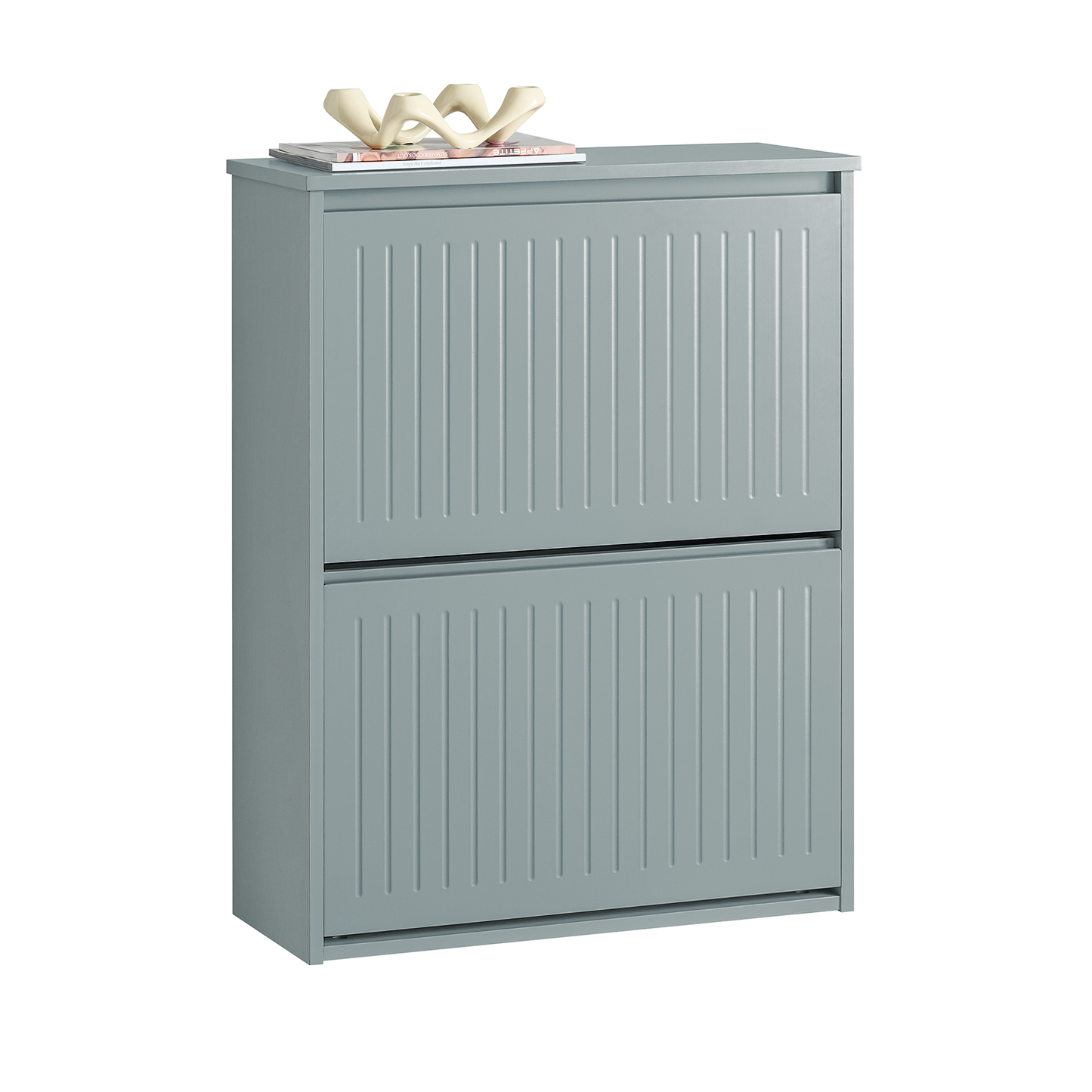 SoBuy Grey 2 Flip-Drawers Shoe Cabinet Shoe Rack Shoe Storage Cupboard