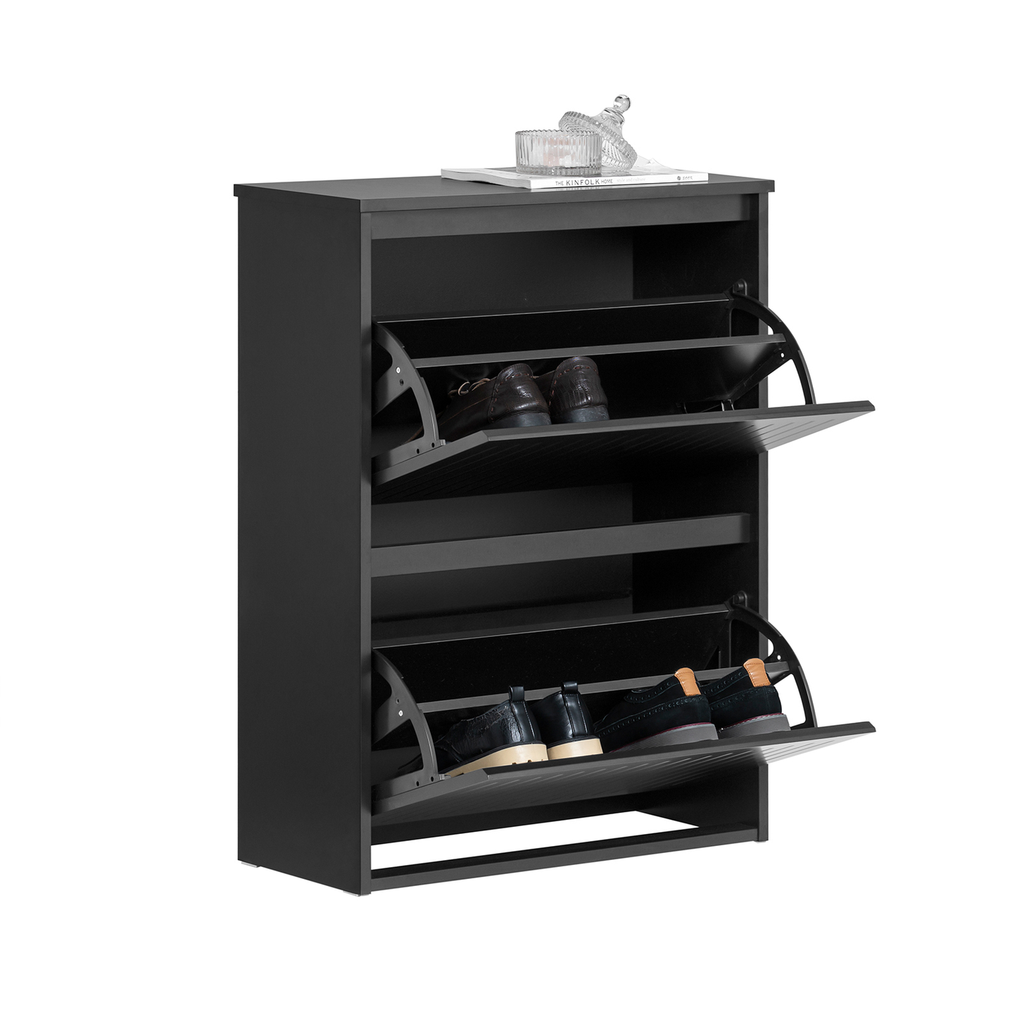 SoBuy Black 2 Flip-Drawers Shoe Cabinet Shoe Rack Shoe Storage Cupboard