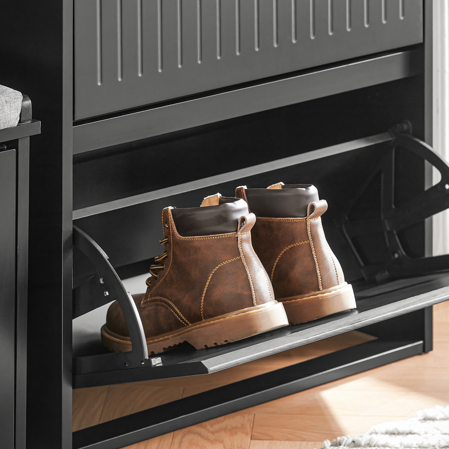 SoBuy Black 2 Flip-Drawers Shoe Cabinet Shoe Rack Shoe Storage Cupboard