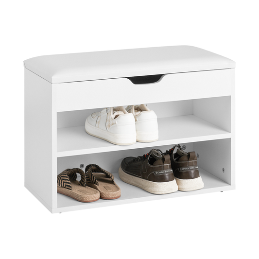 SoBuy 2 Tiers Shoe Rack Shoe Cabinet Shoe Storage Bench With Folding Padded Seat